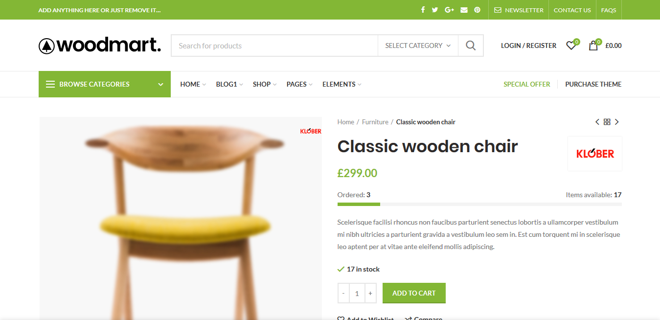 Imagen [12] - Una completa introducción a las tres principales mejoras del tema WoodMart: recuento de visitantes, recuento de ventas y barra de progreso de existencias.