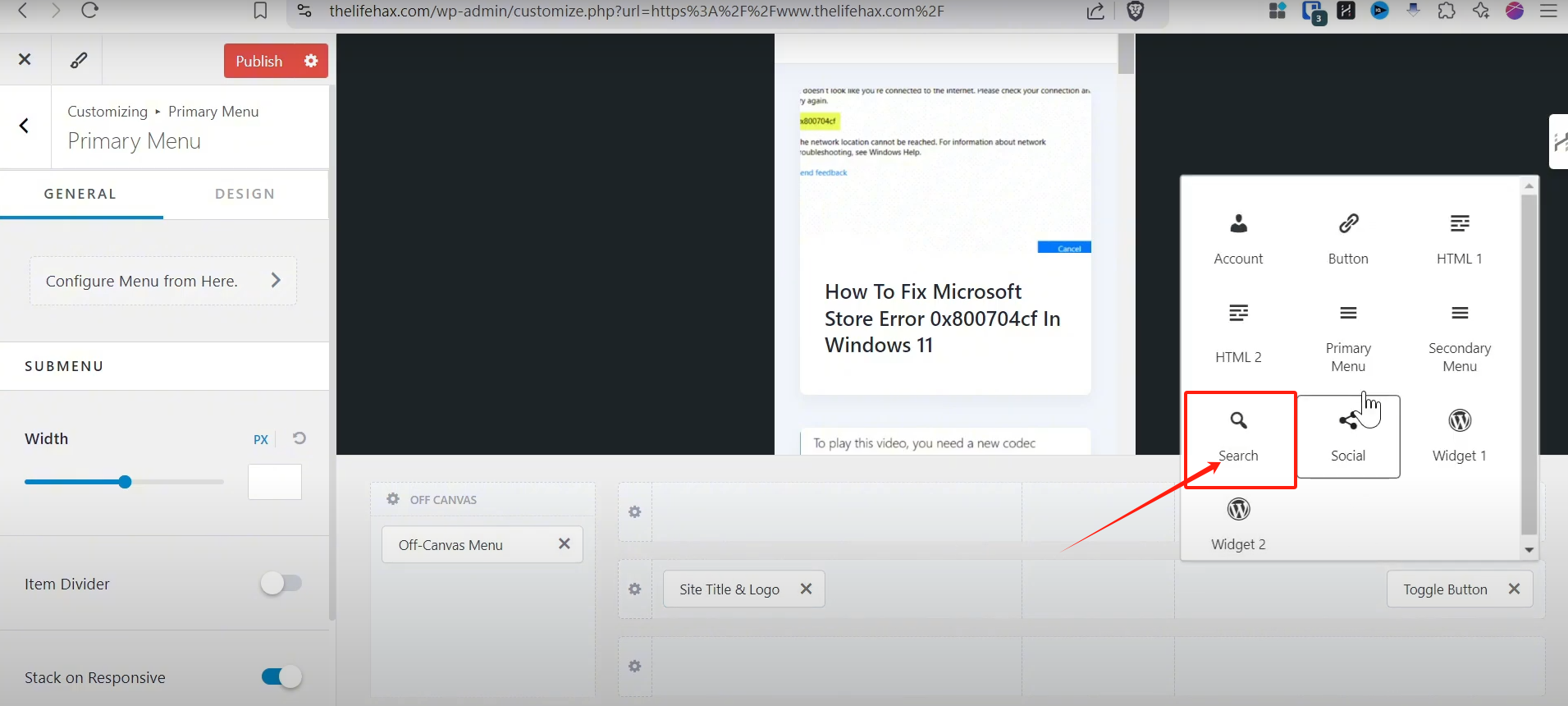Image [9]-Tutoriel sur le thème Astra : Comment ajouter une barre de recherche sur le thème Astra pour accélérer la recherche du contenu du site !