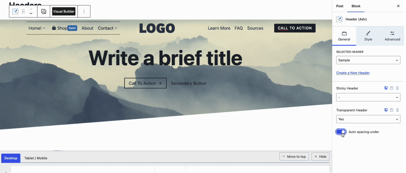 画像 [8]-Kadence チュートリアル：粘着ヘッダーと透明ヘッダーを実装するための完全ガイド