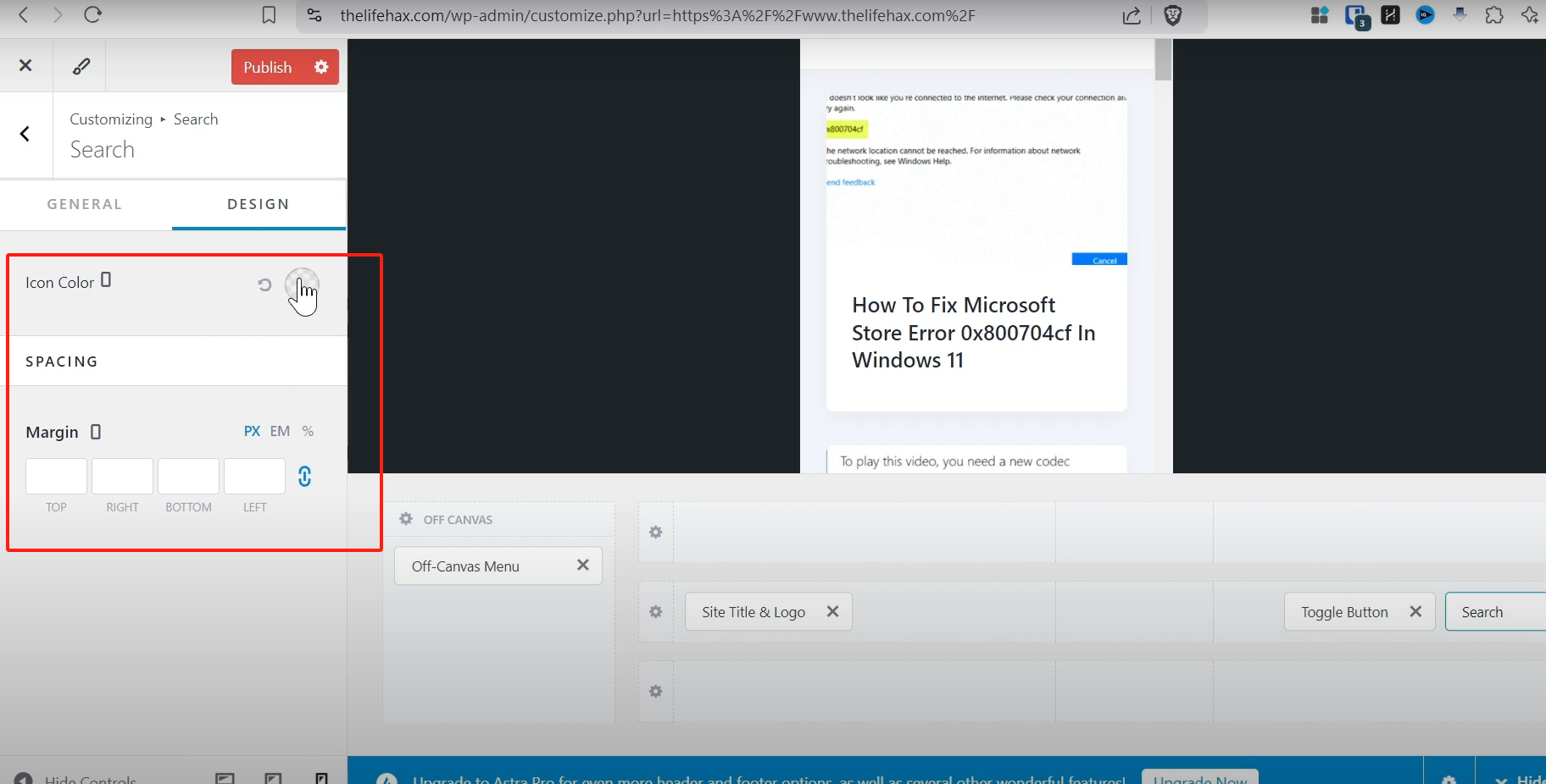 Image [10]-Tutoriel sur le thème Astra : Comment ajouter une barre de recherche sur le thème Astra pour accélérer la recherche du contenu du site !