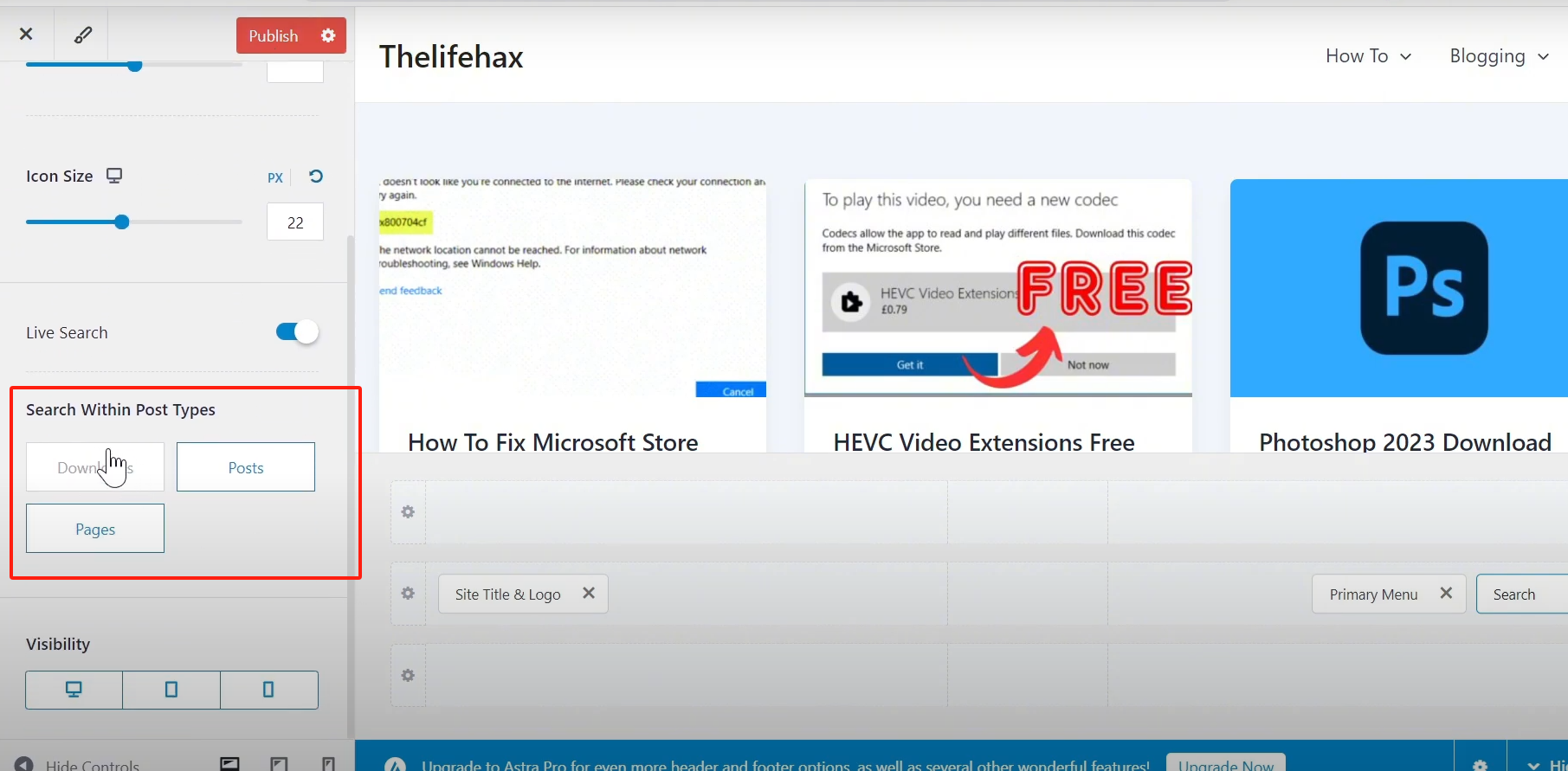 Image [11]-Tutoriel sur le thème Astra : Comment ajouter une barre de recherche sur le thème Astra pour accélérer la recherche du contenu du site !