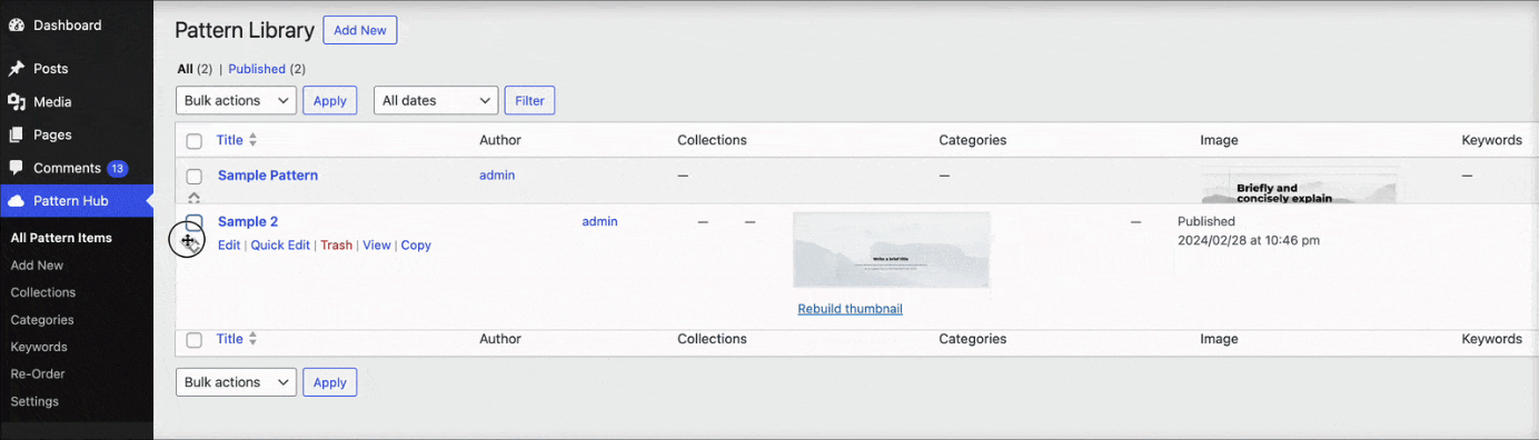 图片[6]-Kadence Pattern Hub 分类、关键词与排序功能完整设置指南