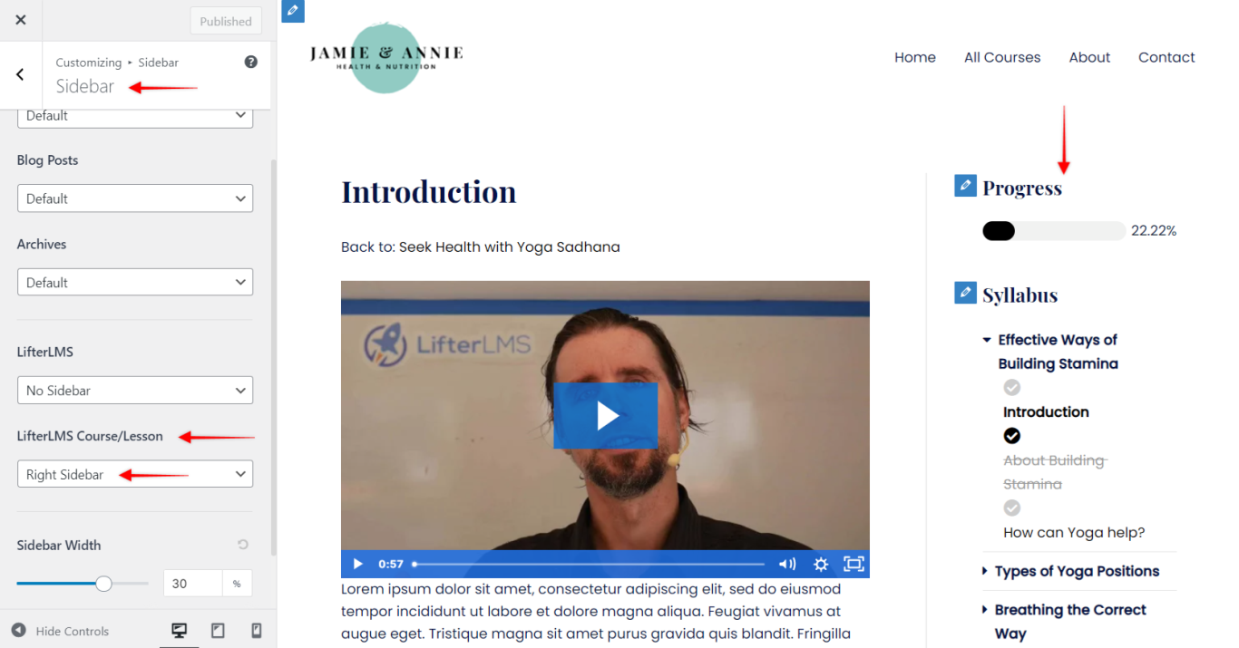 Imagen [8]-Astra Free Theme con LifterLMS para crear detalles del diseño de la página del curso