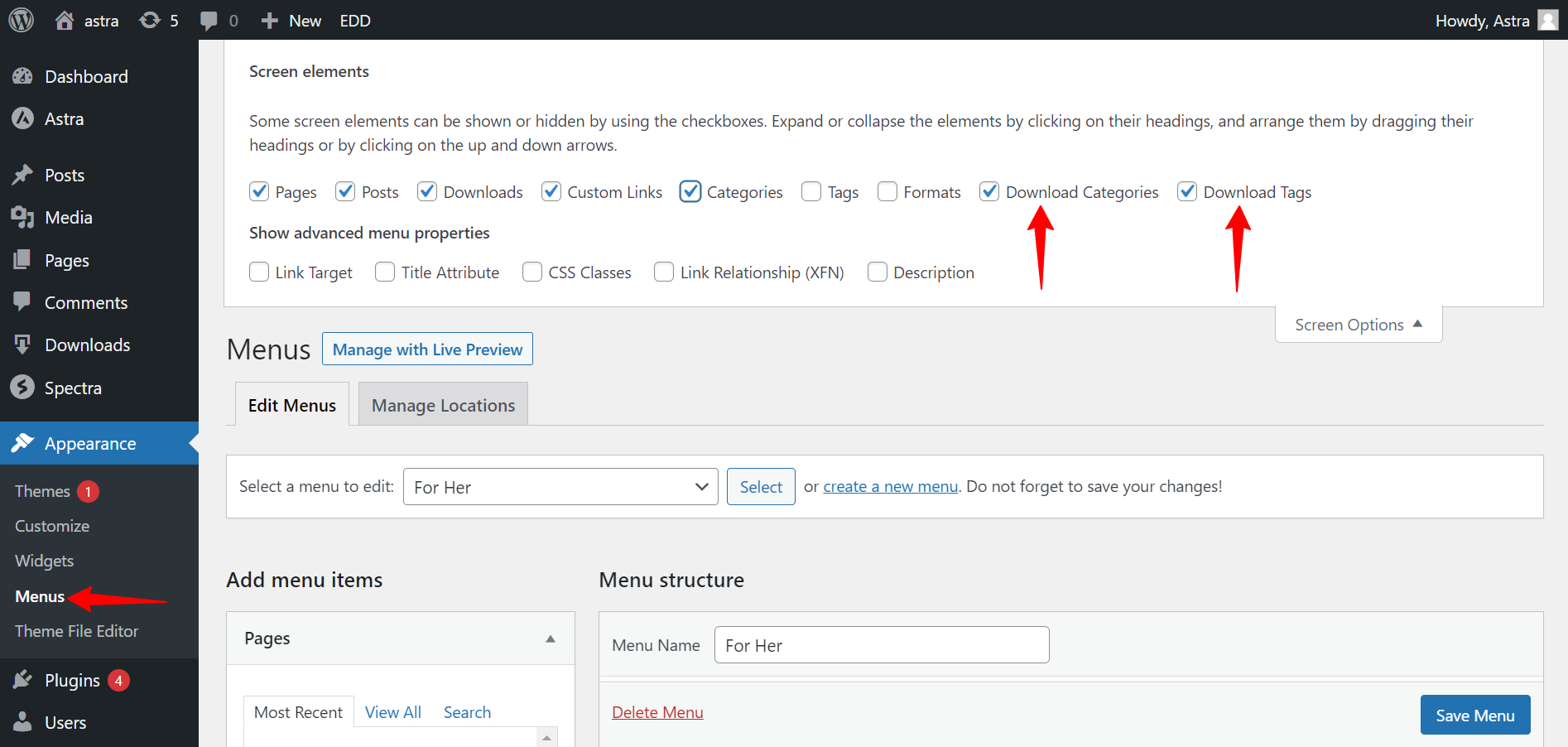 Image [2]-Astra and EDD create a digital download site: menu archive, shopping cart icon and styling guide