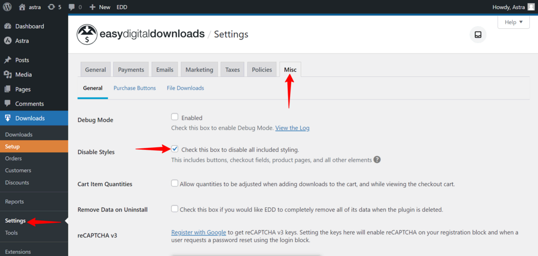 Image [6]-Astra and EDD create a digital download site: menu archive, shopping cart icon and styling guide