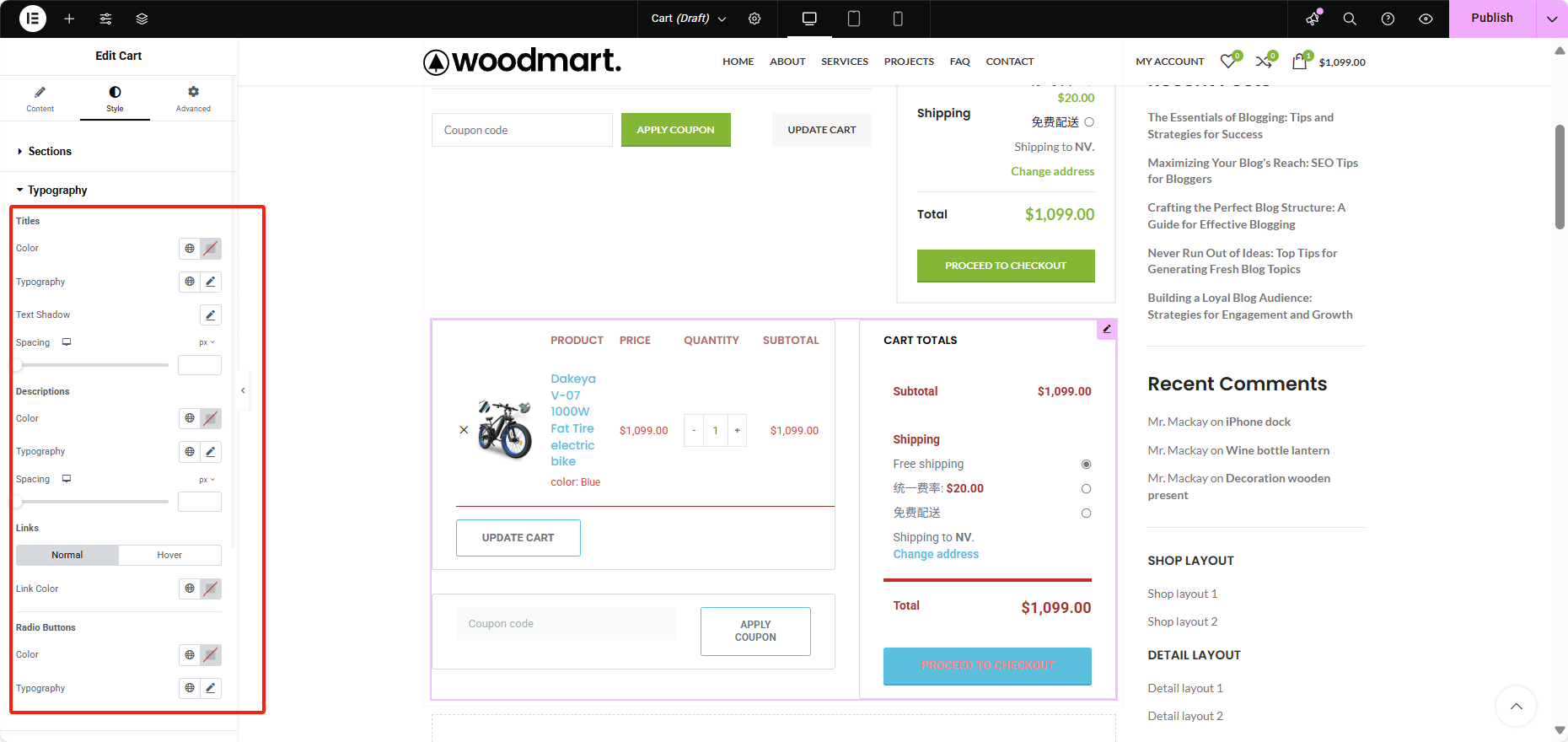 Imagen [8] - Cómo personalizar la página del carrito con el widget WooCommerce Cart de Elementor