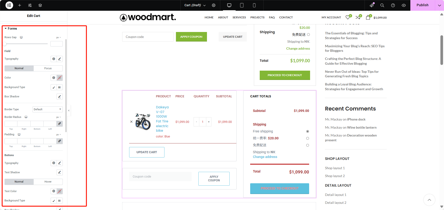 Imagen [9] - Cómo personalizar la página del carrito con el widget WooCommerce Cart de Elementor