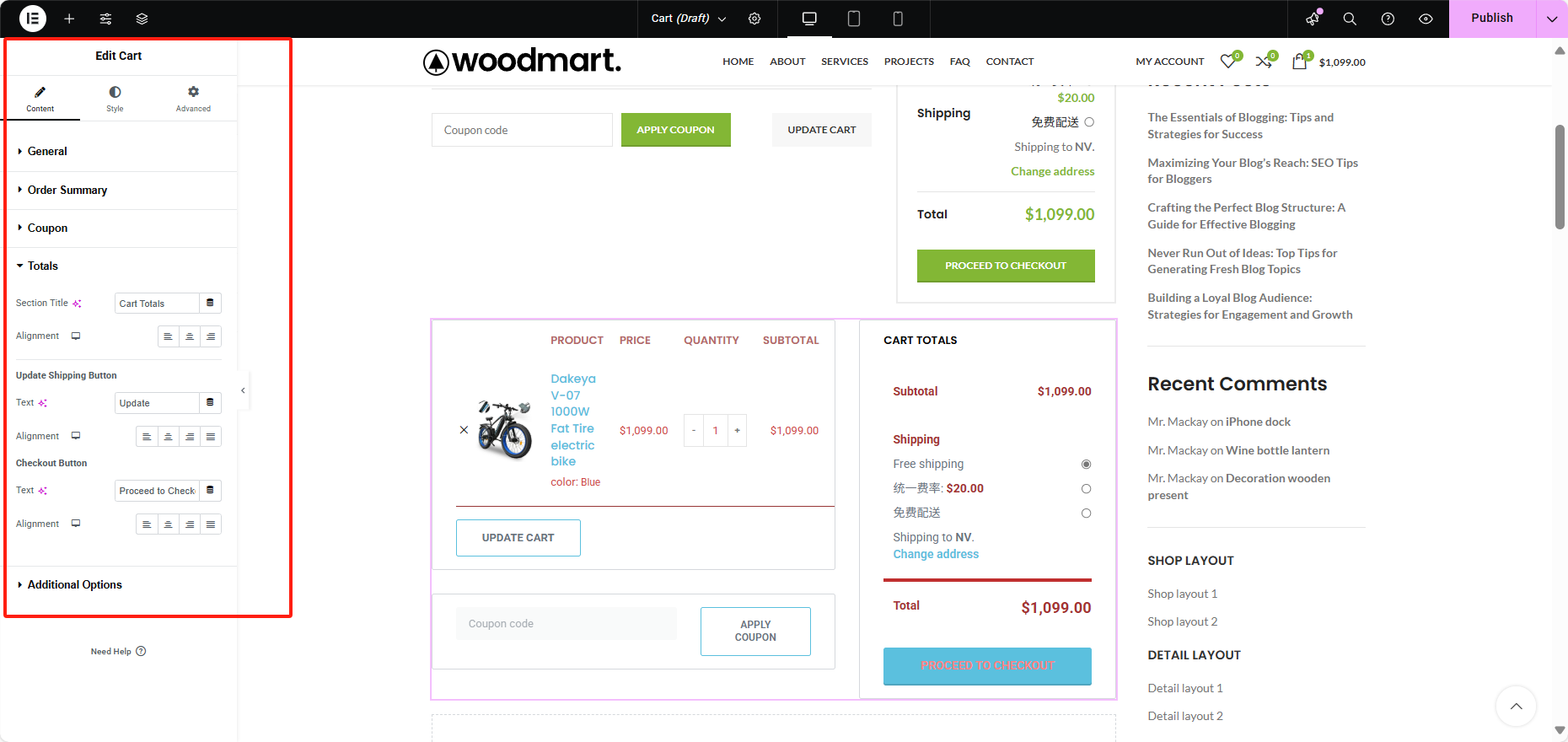 Imagen [6] - Cómo personalizar la página del carrito con el widget WooCommerce Cart de Elementor