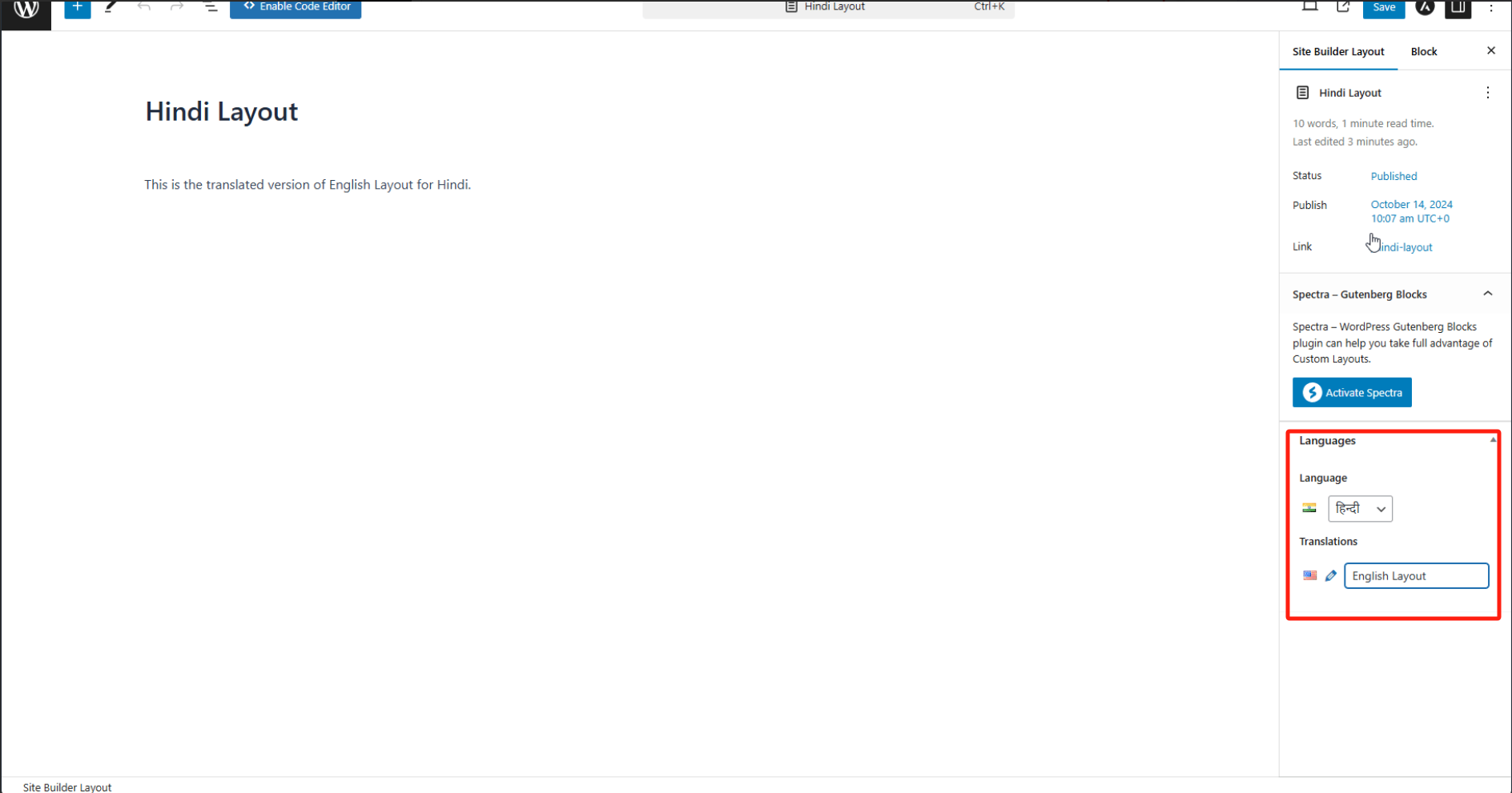 Imagen [5] - Gestión del diseño multilingüe de Astra Site Builder con Polylang