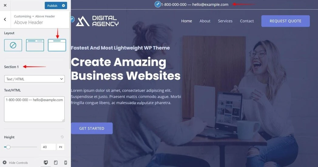 Image [3]- Le module Above Header d'Astra expliqué : Création d'une zone d'affichage d'informations flexible en haut de page