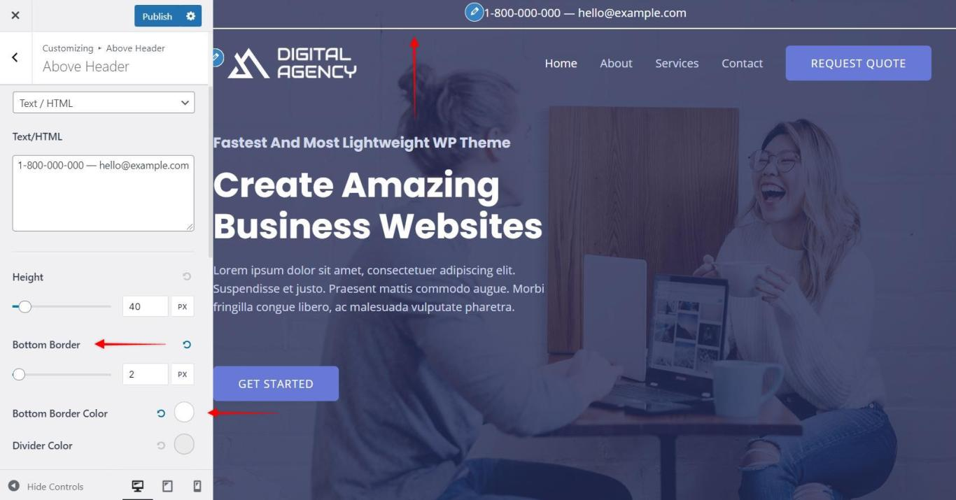 Image [10]-Le module Above Header d'Astra expliqué : Créer une zone d'affichage flexible en haut de page