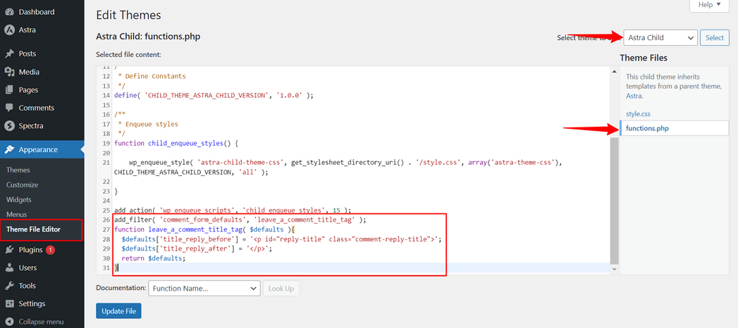 图片[3]-如何在 Astra 主题中更改“留下评论”标题标签