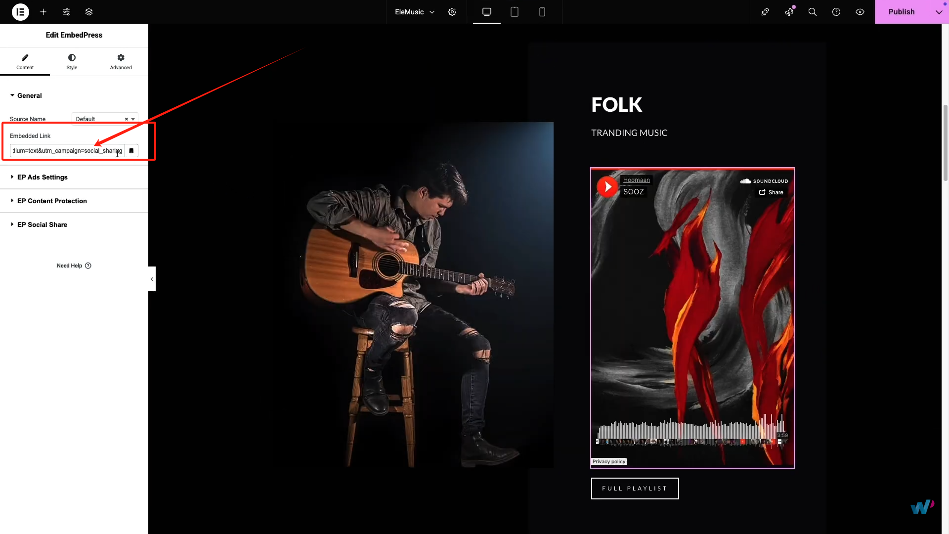 图片[12]-如何在Gutenberg和Elementor中使用EmbedPress插件嵌入音频文件