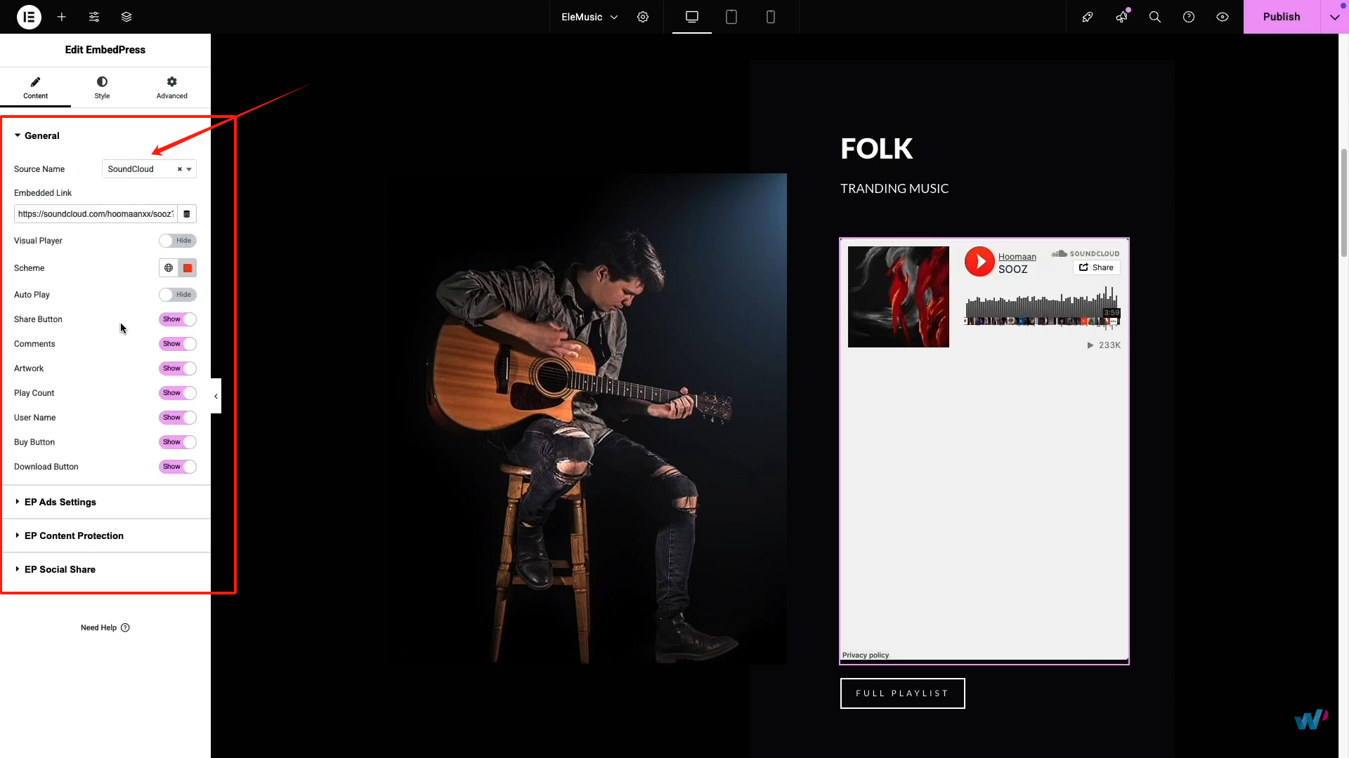 图片[14]-如何在Gutenberg和Elementor中使用EmbedPress插件嵌入音频文件