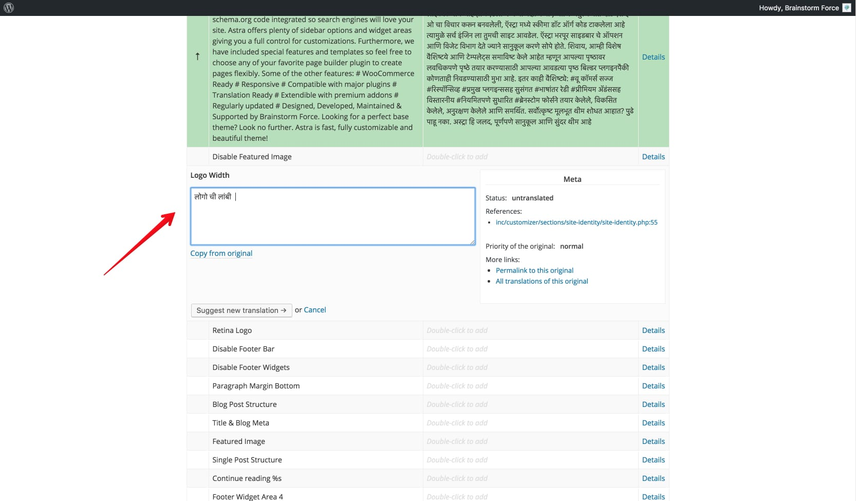 Imagen [5] - Traducción multilingüe de Astra Themes/Plugins a través de GlotPress