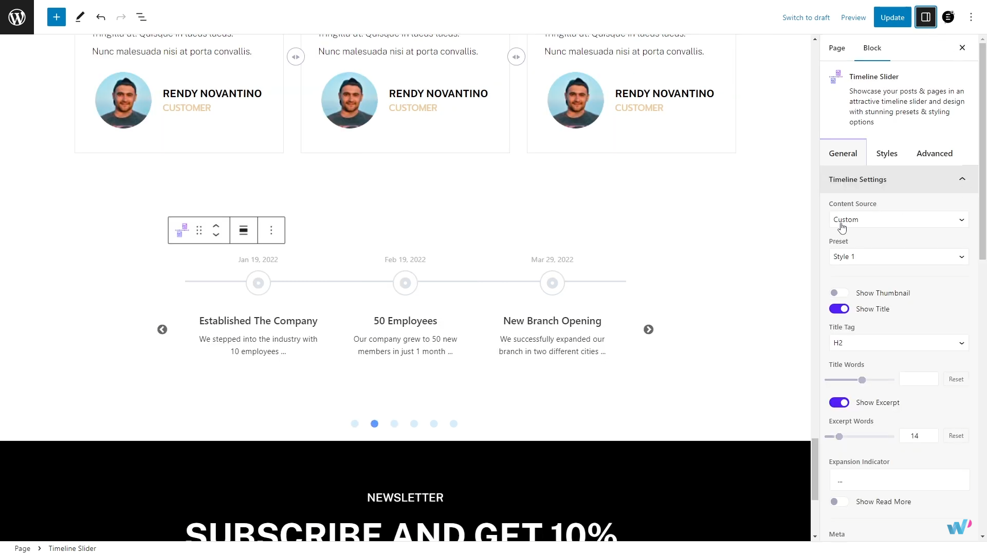 图片[6]-如何使用 Essential Blocks 的时间线滑块提升网站故事的讲述