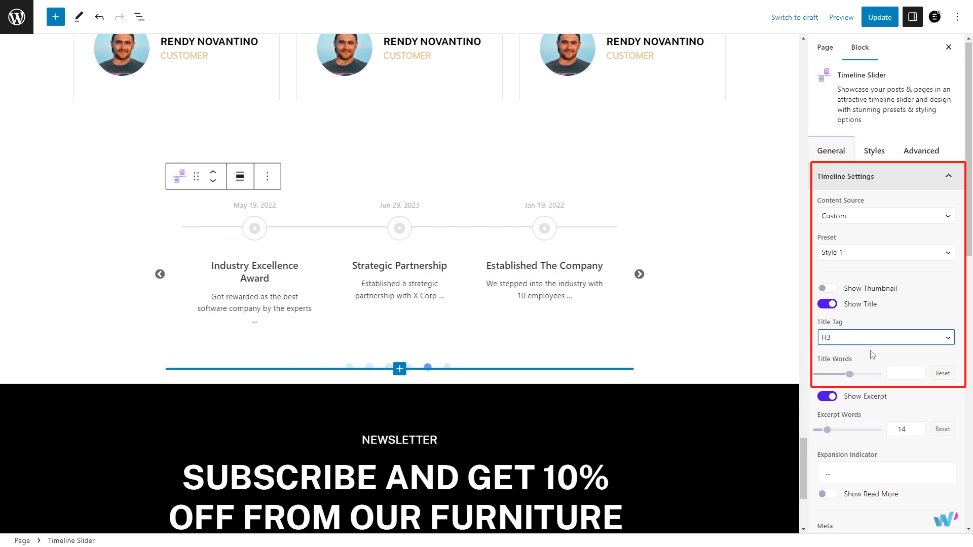图片[9]-如何使用 Essential Blocks 的时间线滑块提升网站故事的讲述