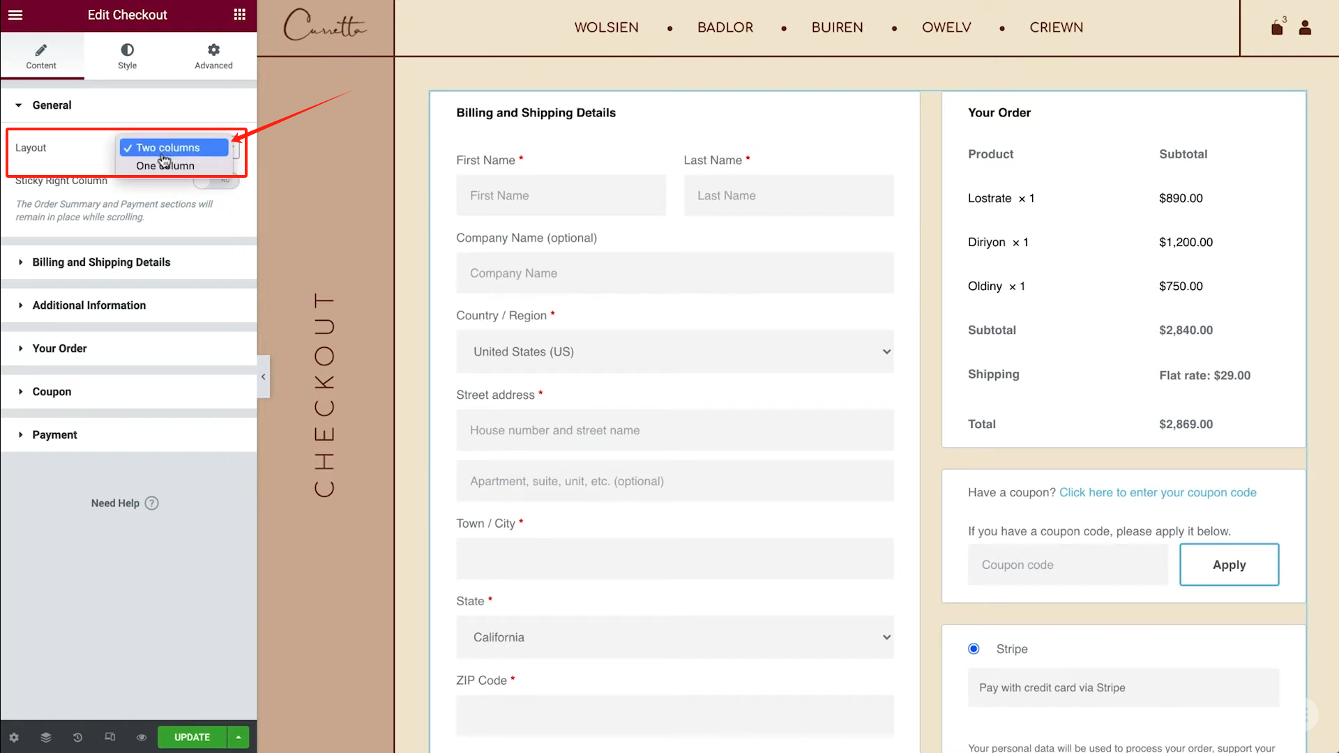 Imagen [3] - Cómo personalizar completamente la página de pago de WooCommerce con Elementor