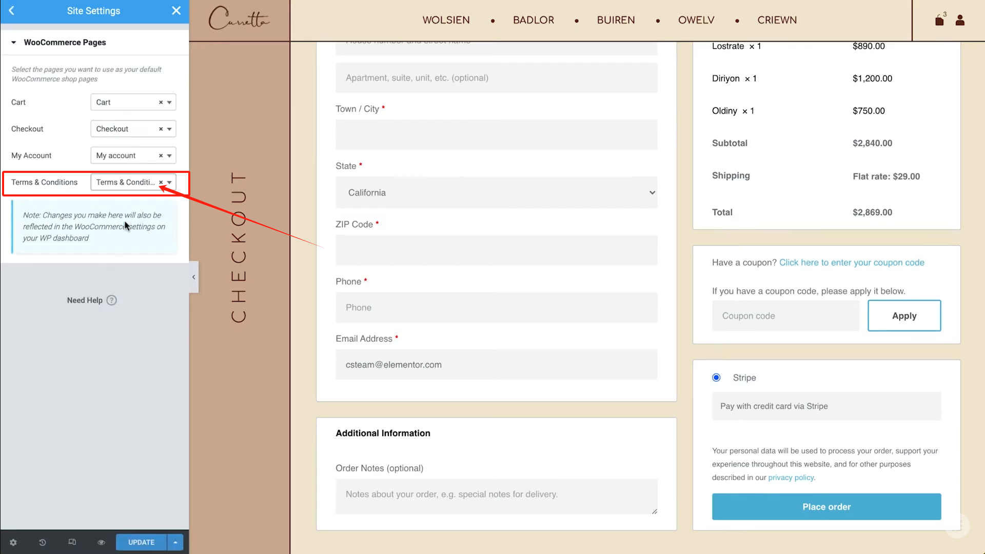 Imagen [10] - Cómo personalizar completamente la página de pago de WooCommerce con Elementor