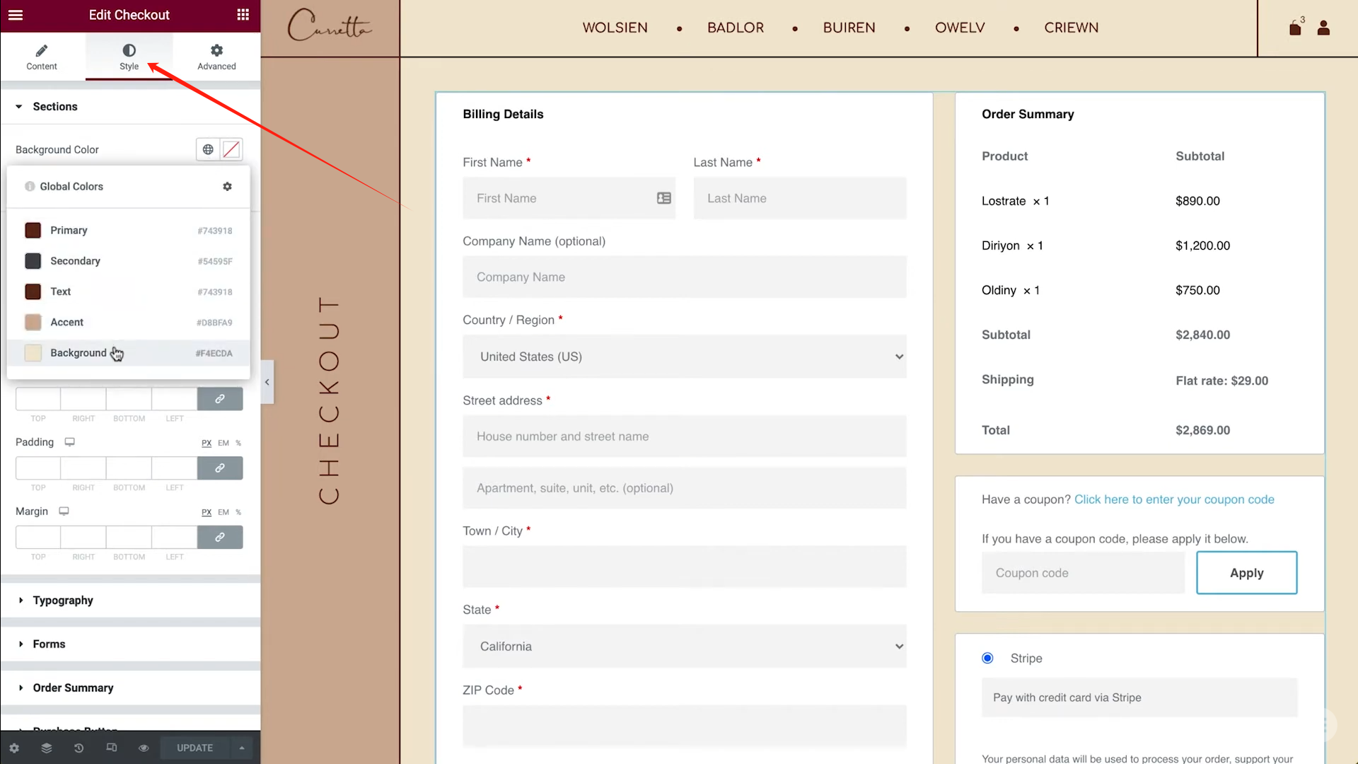 Imagen [12] - Cómo personalizar completamente la página de pago de WooCommerce con Elementor