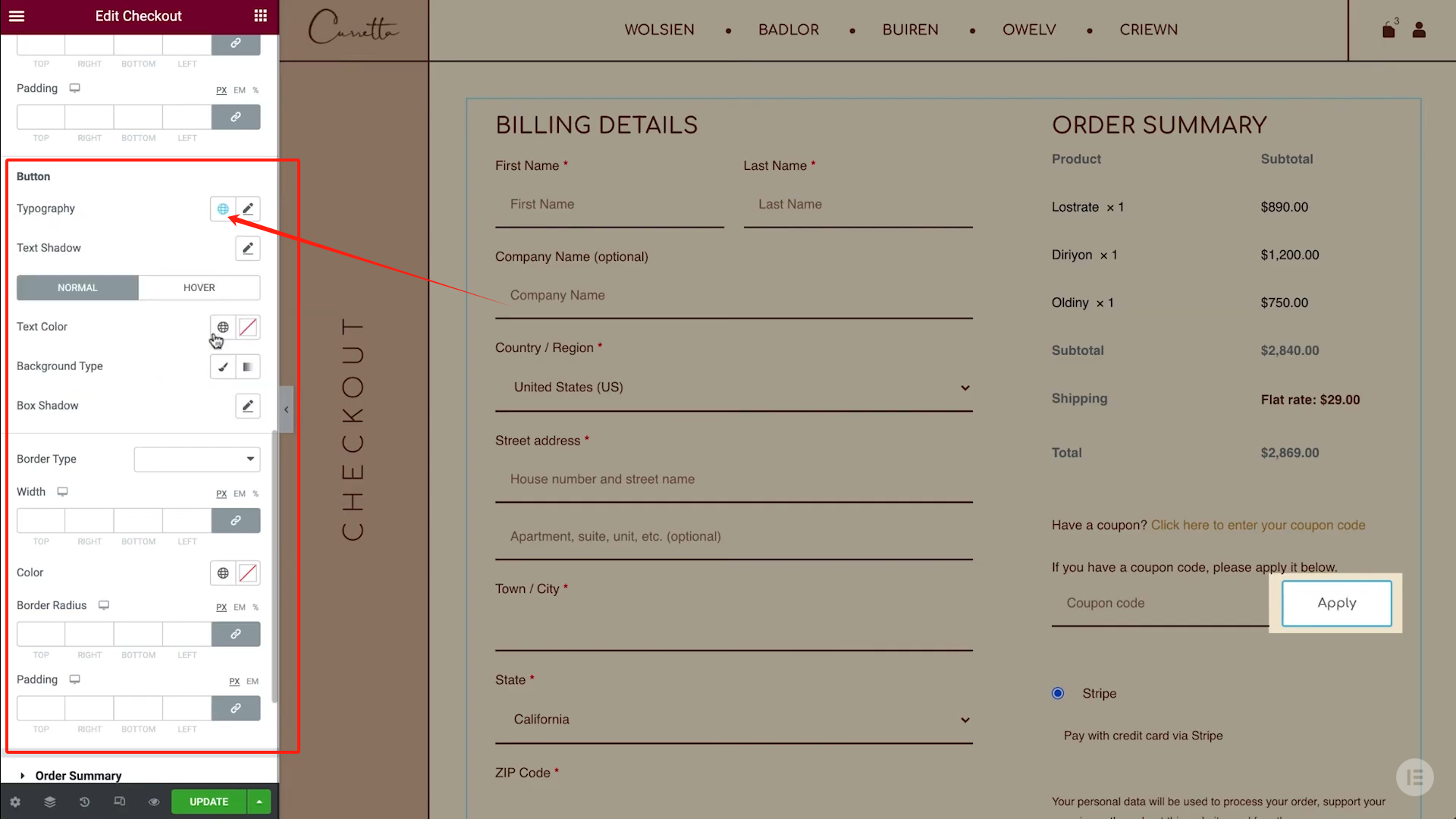 Imagen [15] - Cómo personalizar completamente la página de pago de WooCommerce con Elementor