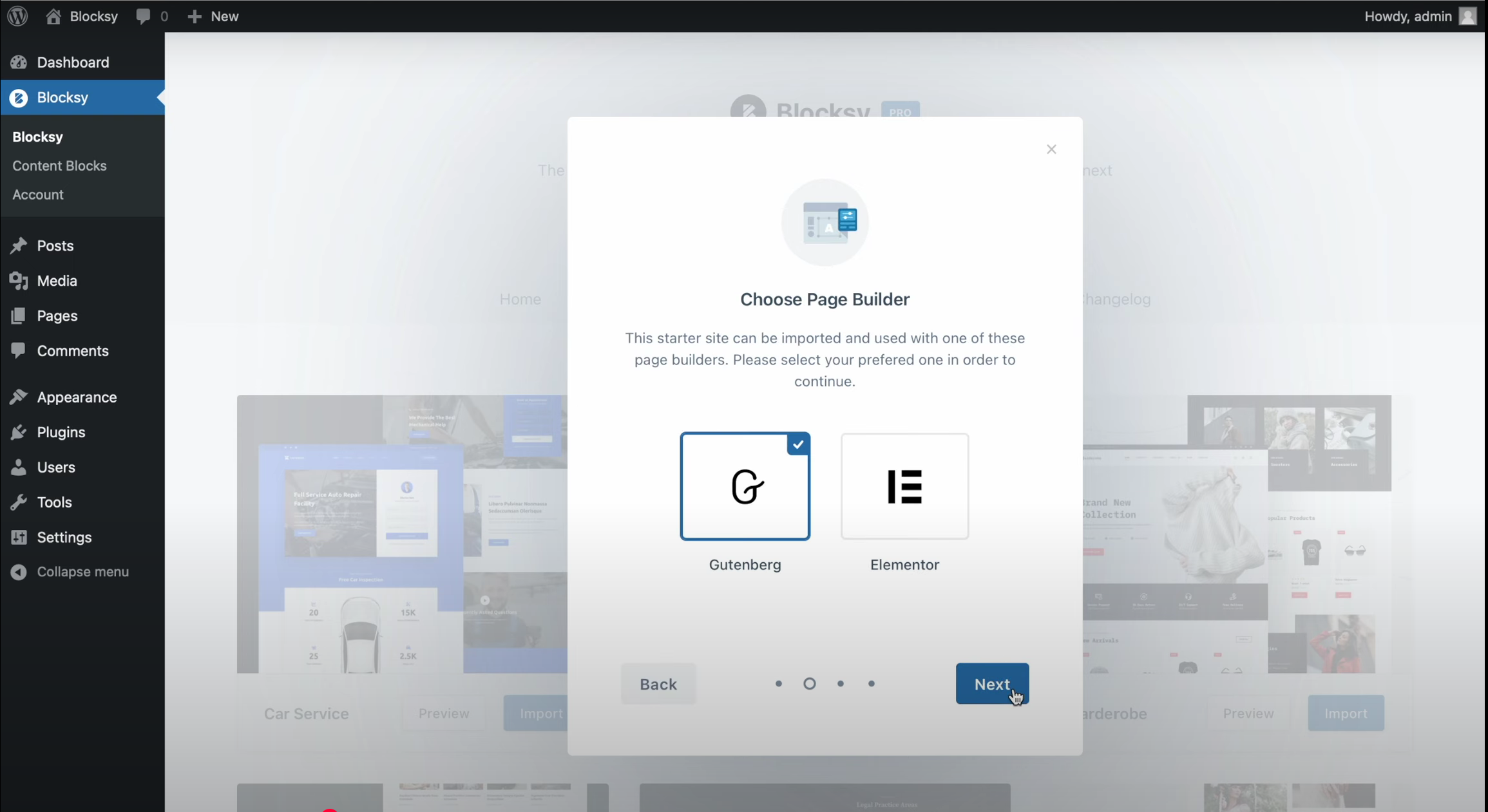 Image [3] - Résolution du blocage de Blocksy Starter Site Importer lors de l'importation