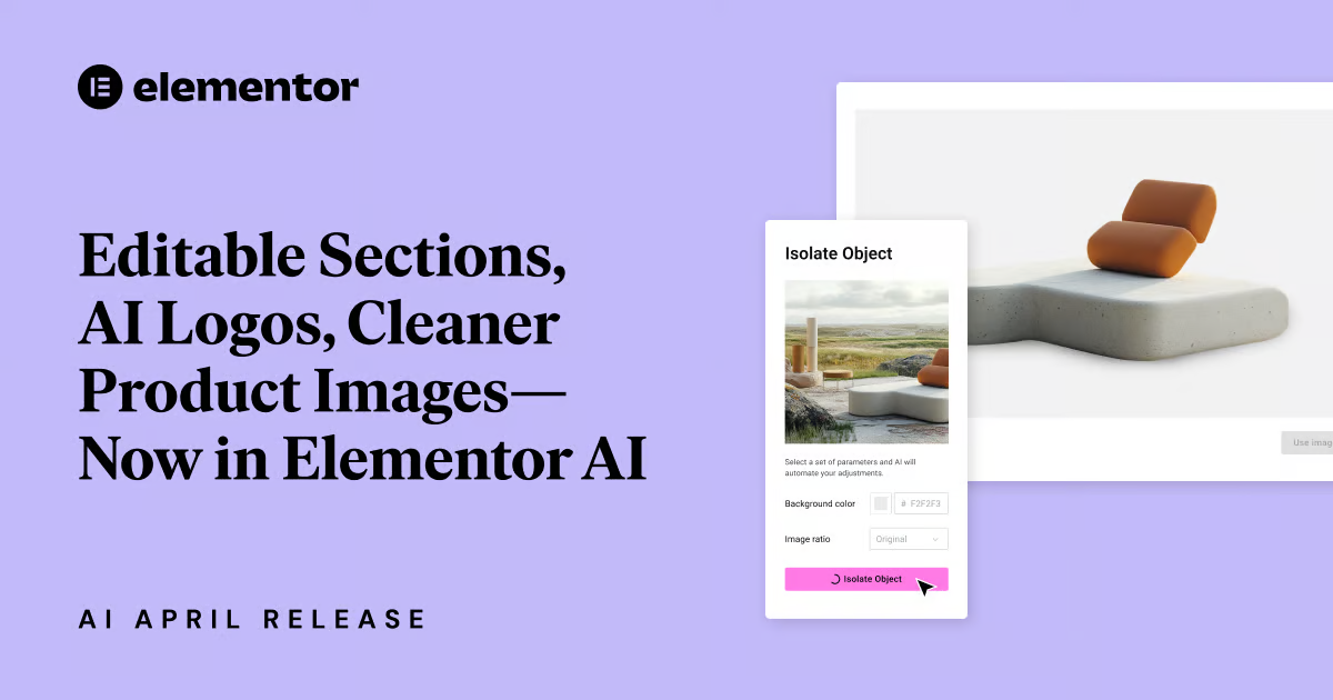 Imagen [2]-Actualización de abril de Elementor: Generador de logotipos AI, herramientas de imágenes inteligentes y bloques editables