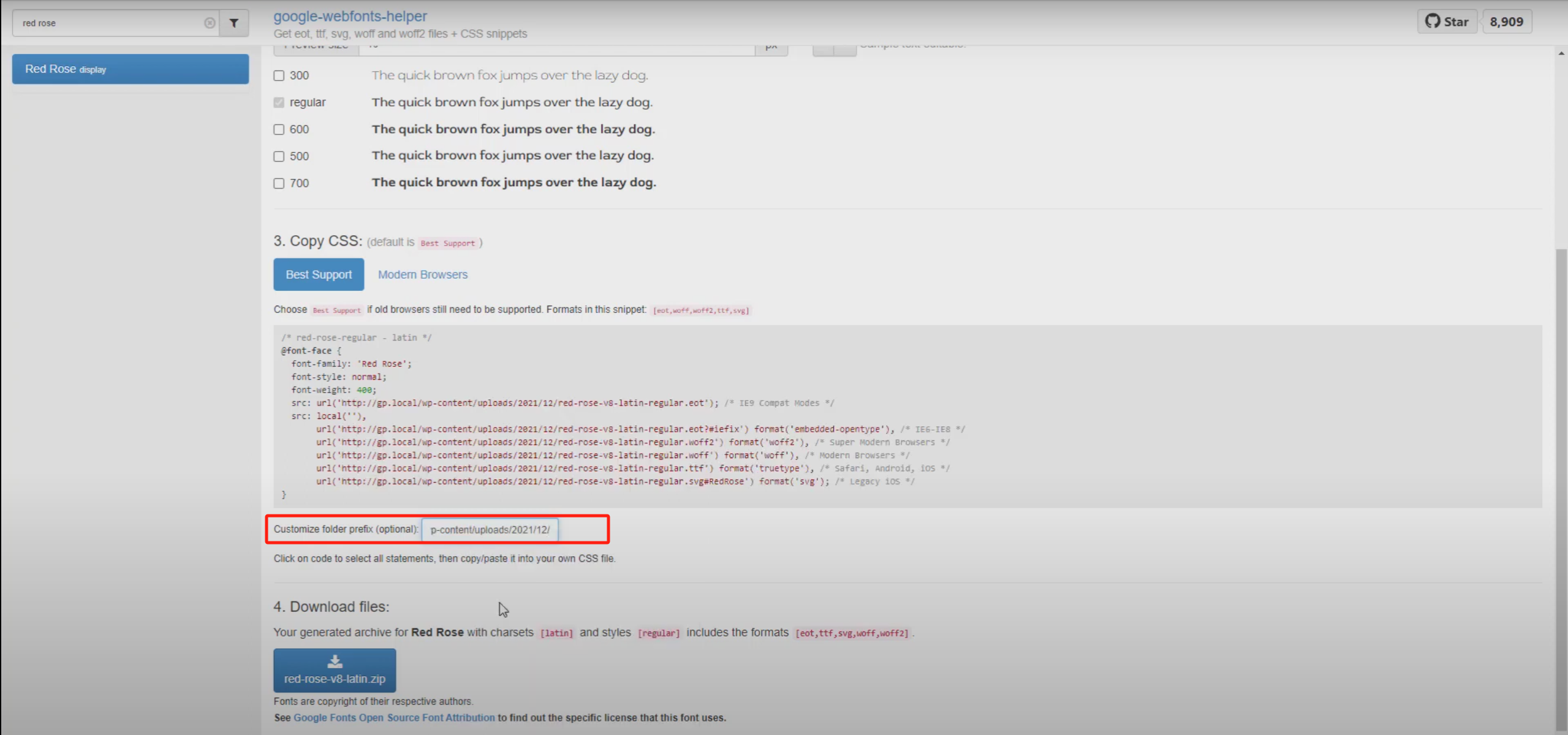 Imagen [9] - Tutorial completo sobre el alojamiento local de fuentes en GeneratePress Theme: mejora de la velocidad de carga y protección de la privacidad