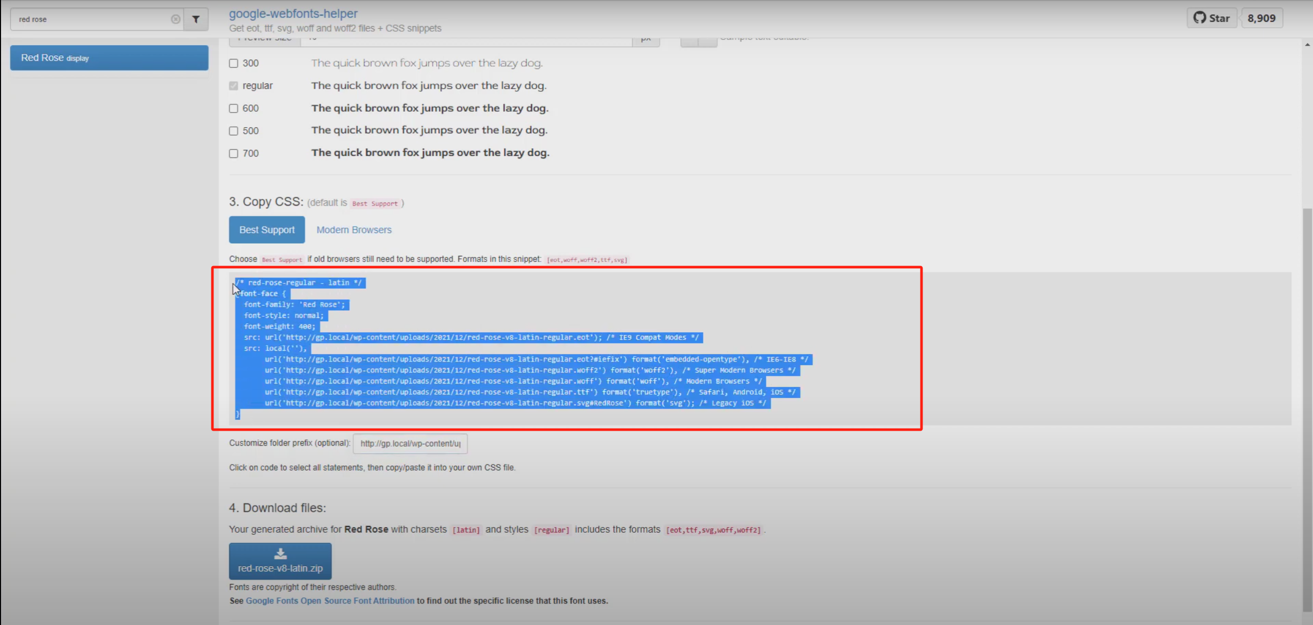 Imagen [10] - Tutorial completo sobre el alojamiento local de fuentes en el tema GeneratePress: mejora de la velocidad de carga y protección de la privacidad