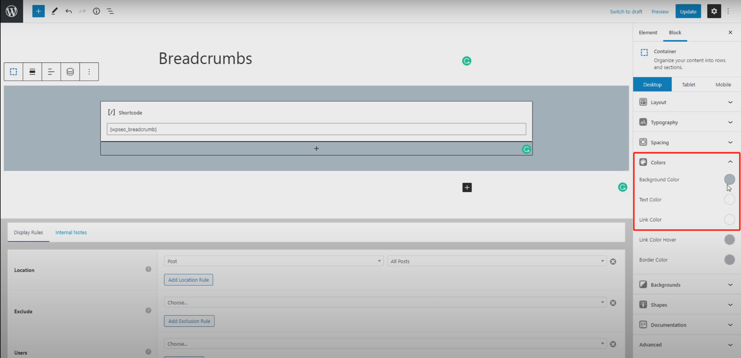 Image [9] - Tutoriel pour ajouter un fil d'Ariane à la navigation avec GeneratePress et GenerateBlocks