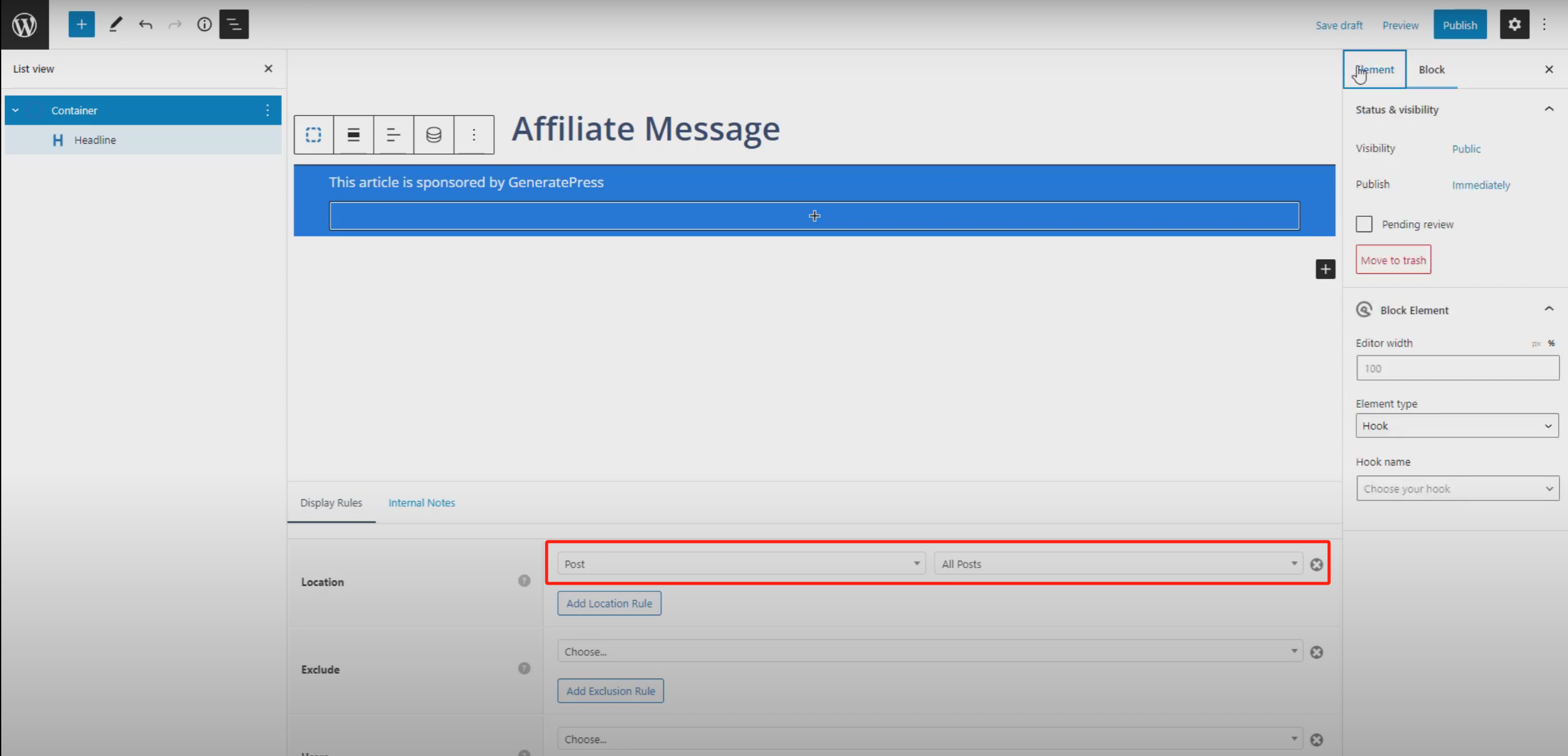 Imagen [7] - Guía completa para añadir mensajes de marketing de afiliación en WordPress con GeneratePress