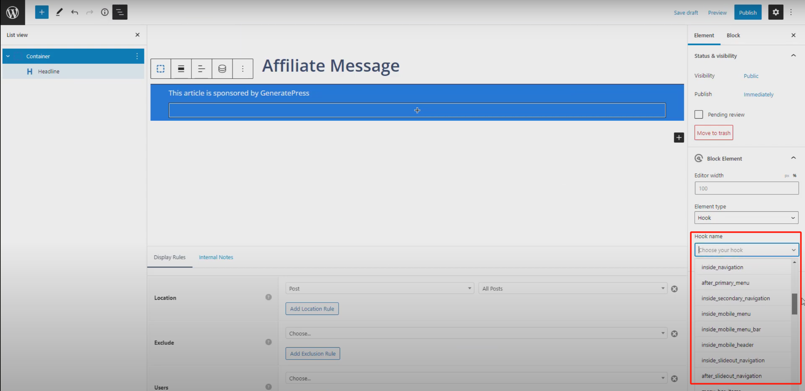 Imagen [8] - Guía completa para añadir mensajes de marketing de afiliación en WordPress con GeneratePress