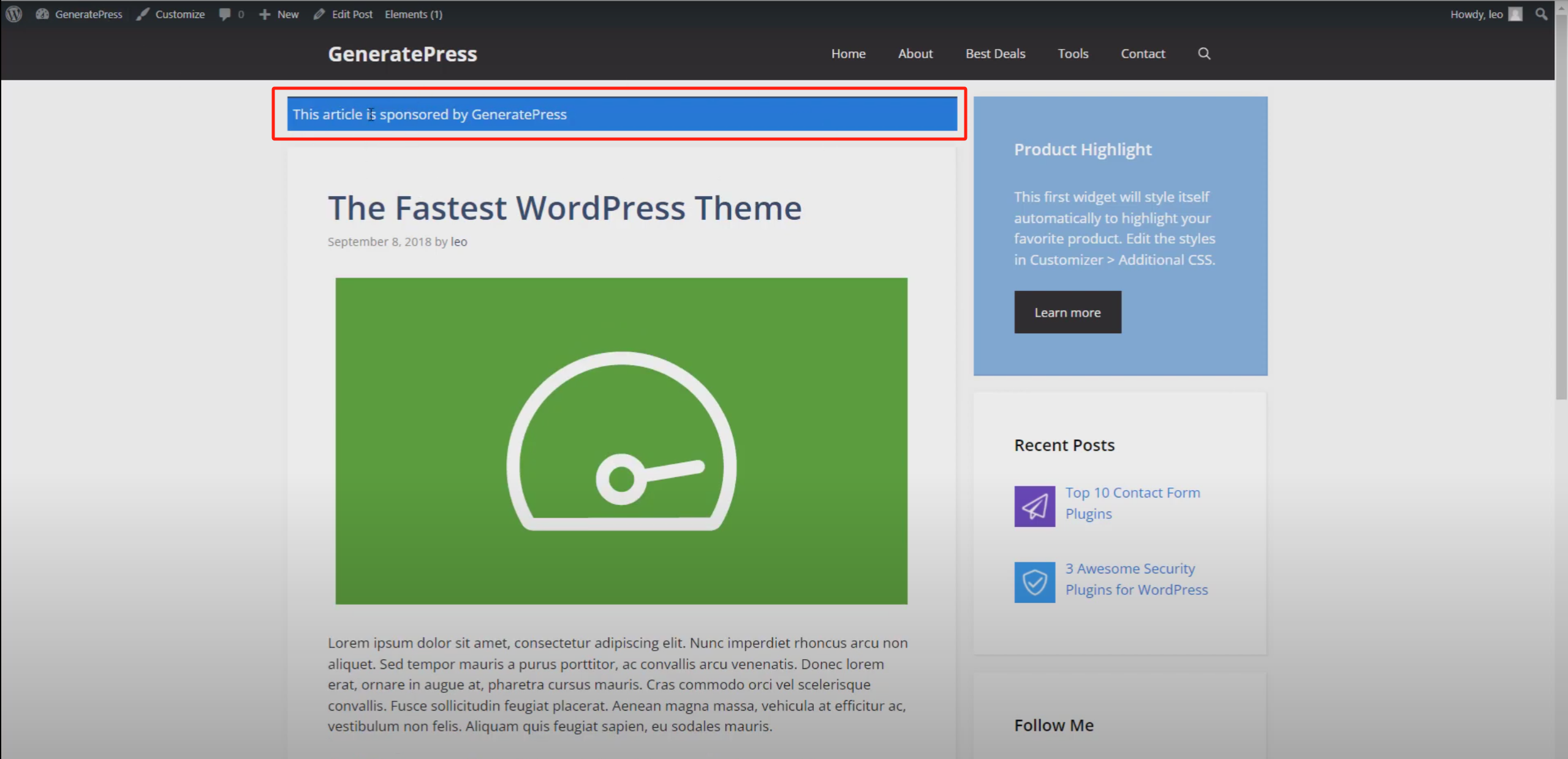 Imagen [9] - Guía completa para añadir mensajes de marketing de afiliación en WordPress con GeneratePress