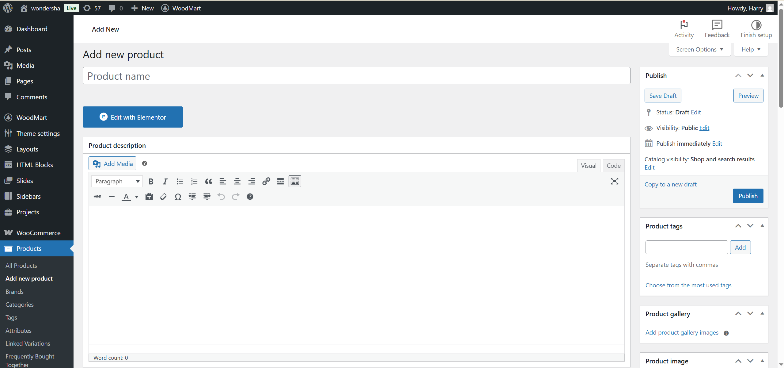 Image [3] - Flux complet de création d'une page produit WooCommerce à l'aide de WoodMart