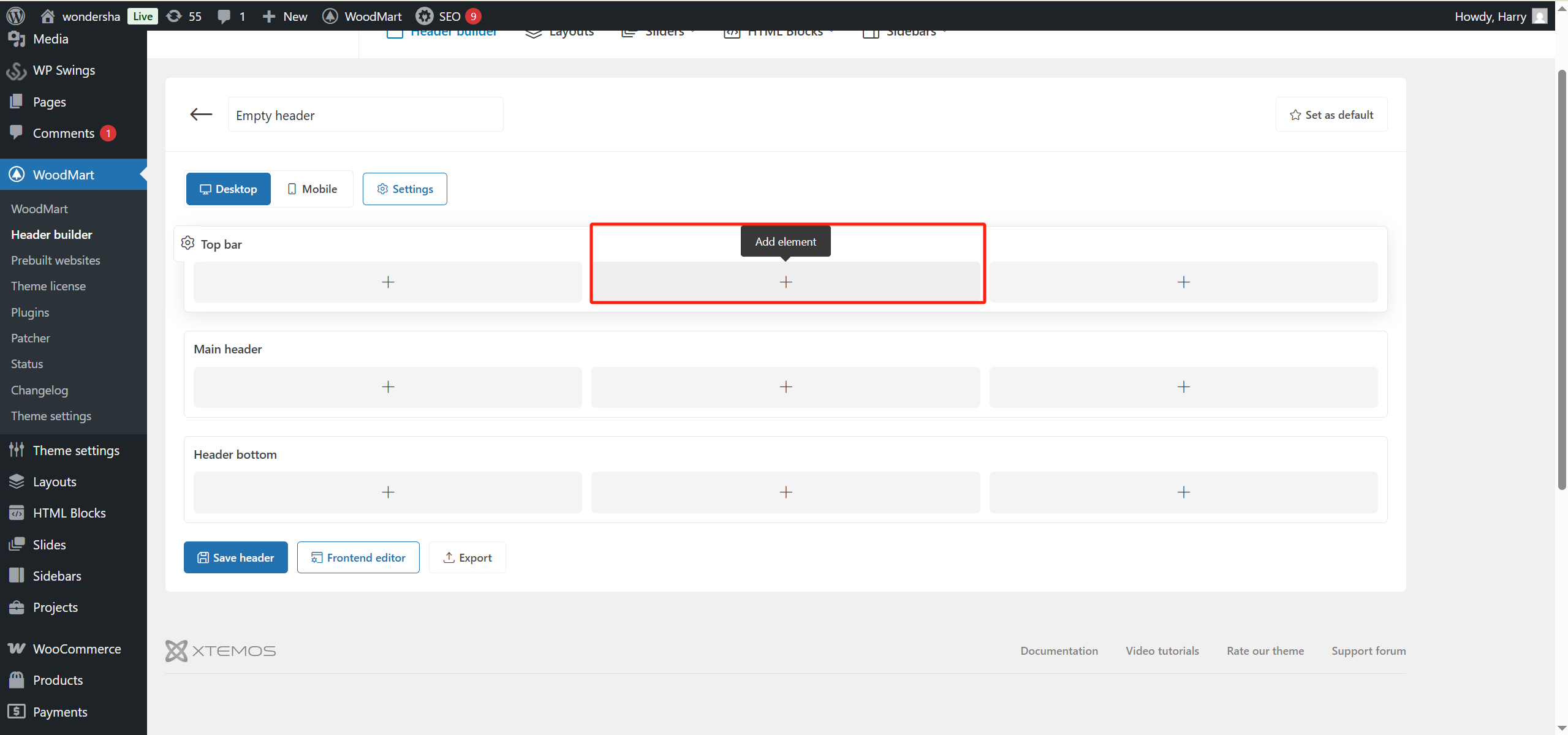 图片[4]-WoodMart Header Builder 教程：自定义页眉与页脚实用指南
