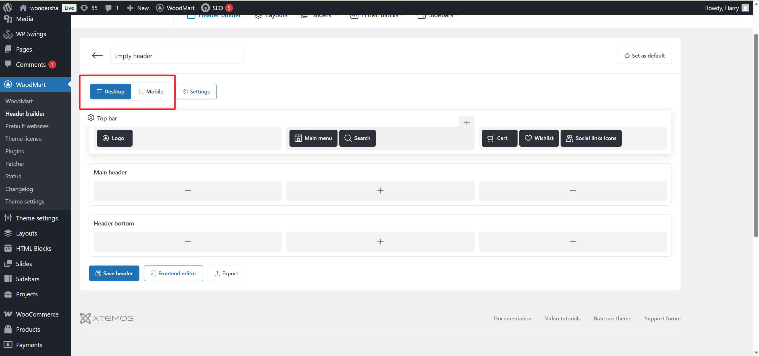 图片[9]-WoodMart Header Builder 教程：自定义页眉与页脚实用指南
