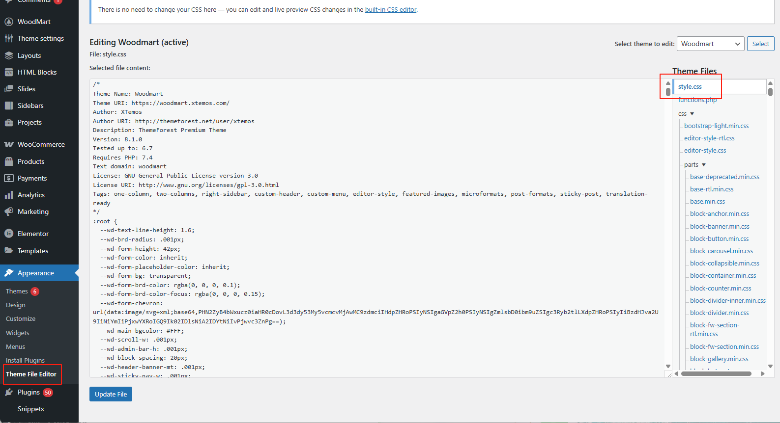 Image [2] - Guide d'optimisation des performances de WoodMart : Réduction des fichiers JS/CSS et activation du chargement différé