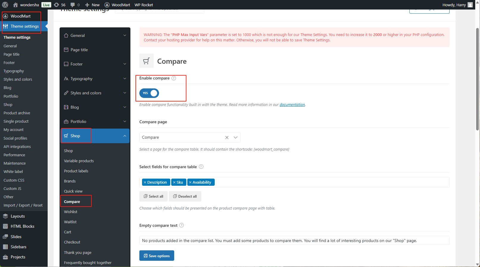 Image [2] - Guide d'installation complet pour la comparaison des produits WoodMart et les caractéristiques de la collection