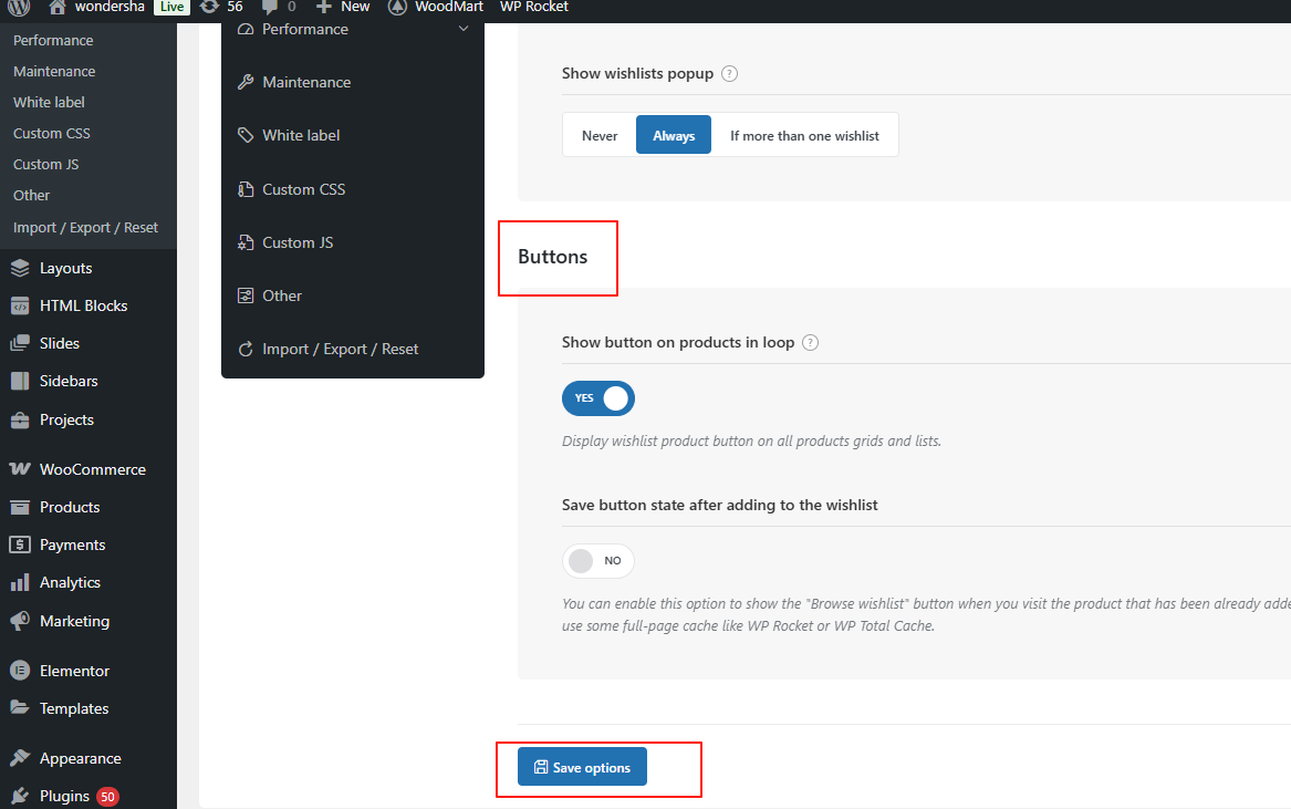 Image [5] - Guide complet de configuration des fonctions de comparaison et de collecte de produits de WoodMart