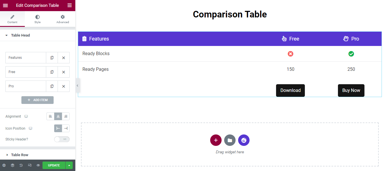 Imagen [6] - Un tutorial completo sobre el uso de Elementor para crear rápidamente una tabla de comparación de productos