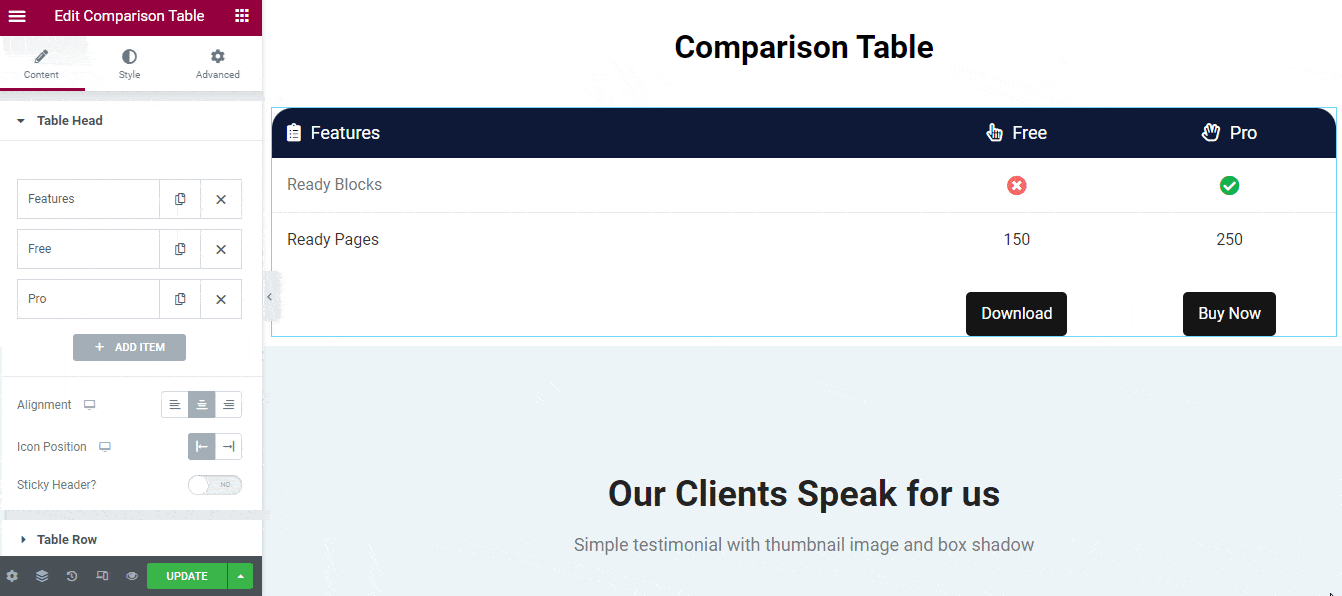 Imagen [8] - Un tutorial completo sobre el uso de Elementor para crear rápidamente una tabla de comparación de productos