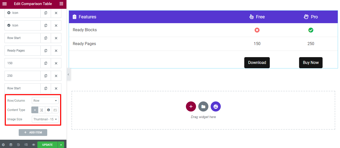 Imagen [10] - Un tutorial completo sobre el uso de Elementor para crear rápidamente una tabla de comparación de productos