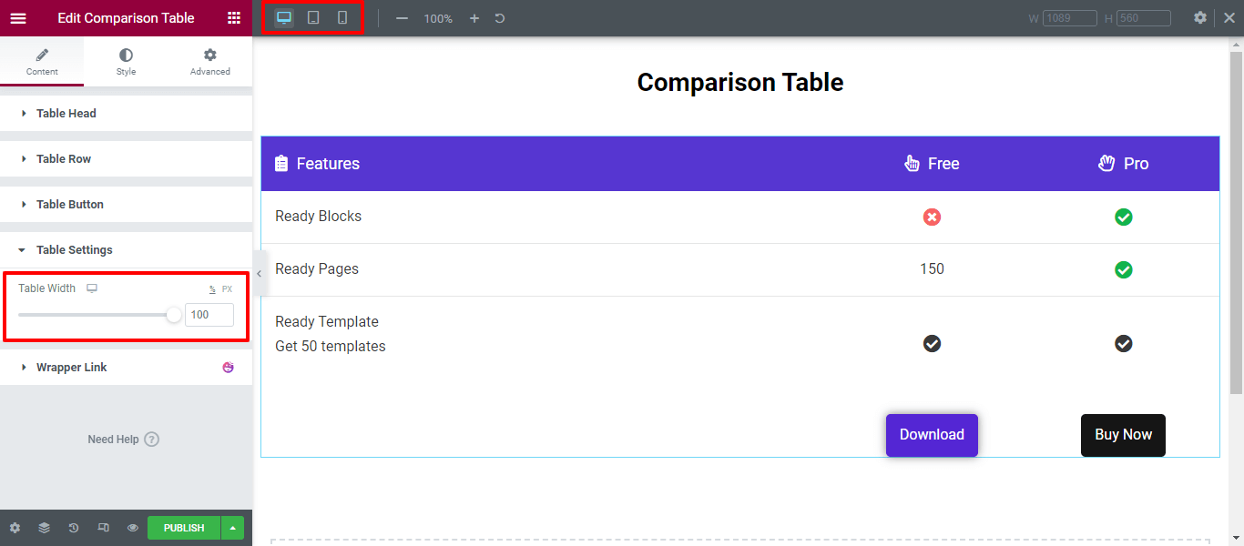 Imagen [16] - Un tutorial completo sobre el uso de Elementor para crear rápidamente una tabla de comparación de productos