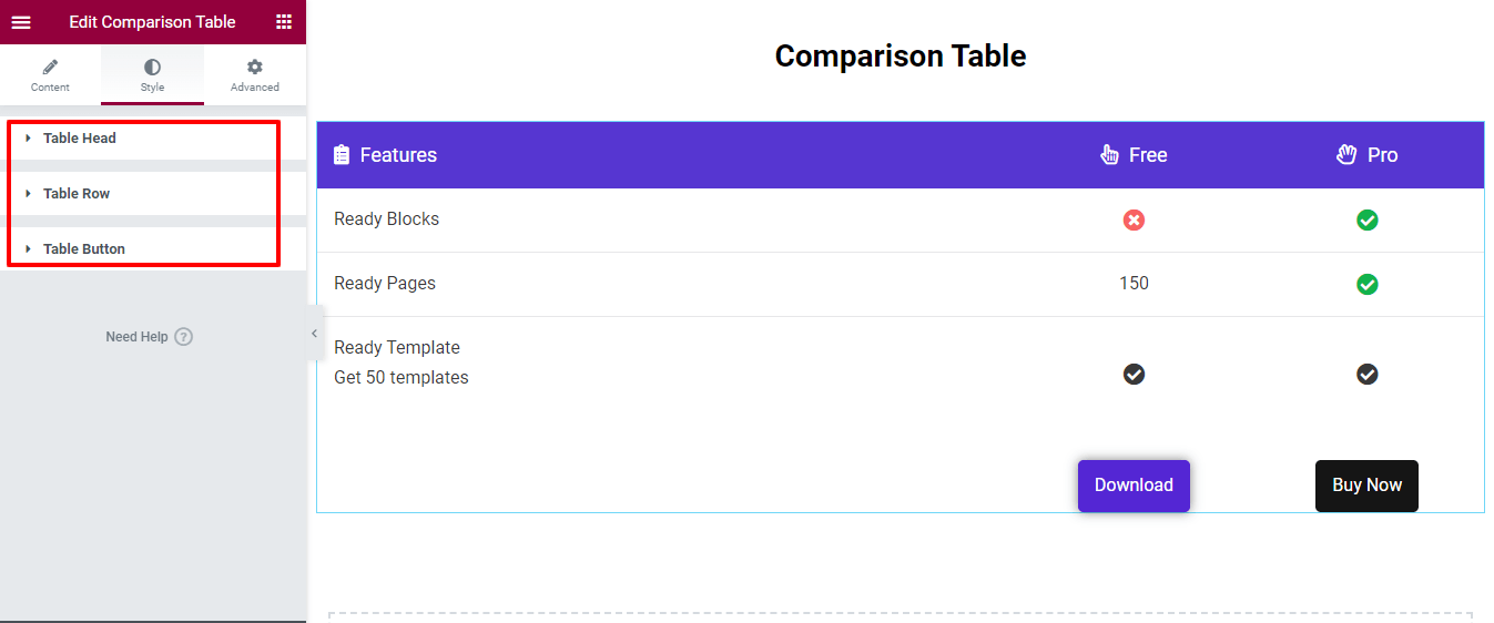 Imagen [17] - Tutorial completo sobre el uso de Elementor para crear rápidamente una tabla comparativa de productos