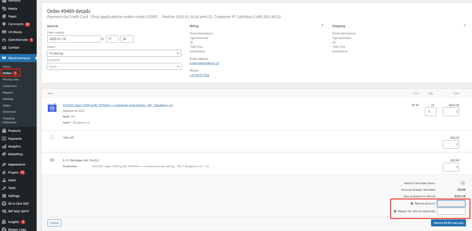 Imagen [7] - Cómo configurar la política de reembolsos y devoluciones tras la activación de WooCommerce