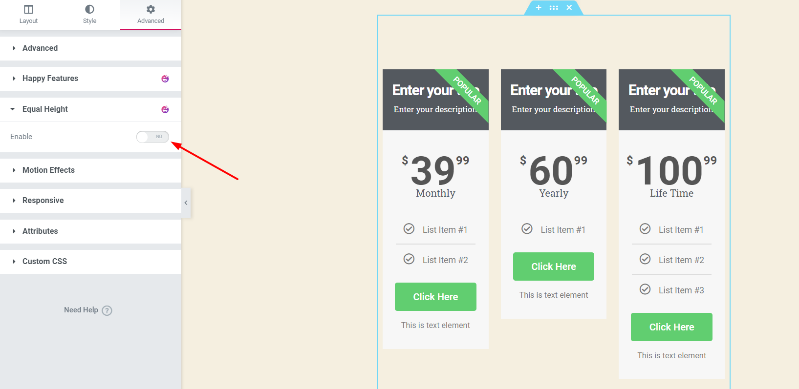 图片[4]-如何在 Elementor 中使用 HappyAddons 实现列和 Flexbox 容器等高