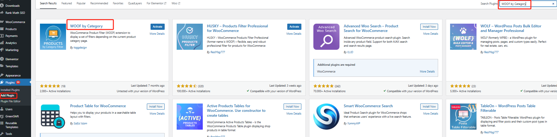 Image [2] - WooCommerce Activate and Enable Advanced Product Filtering: Example of WOOF by Category