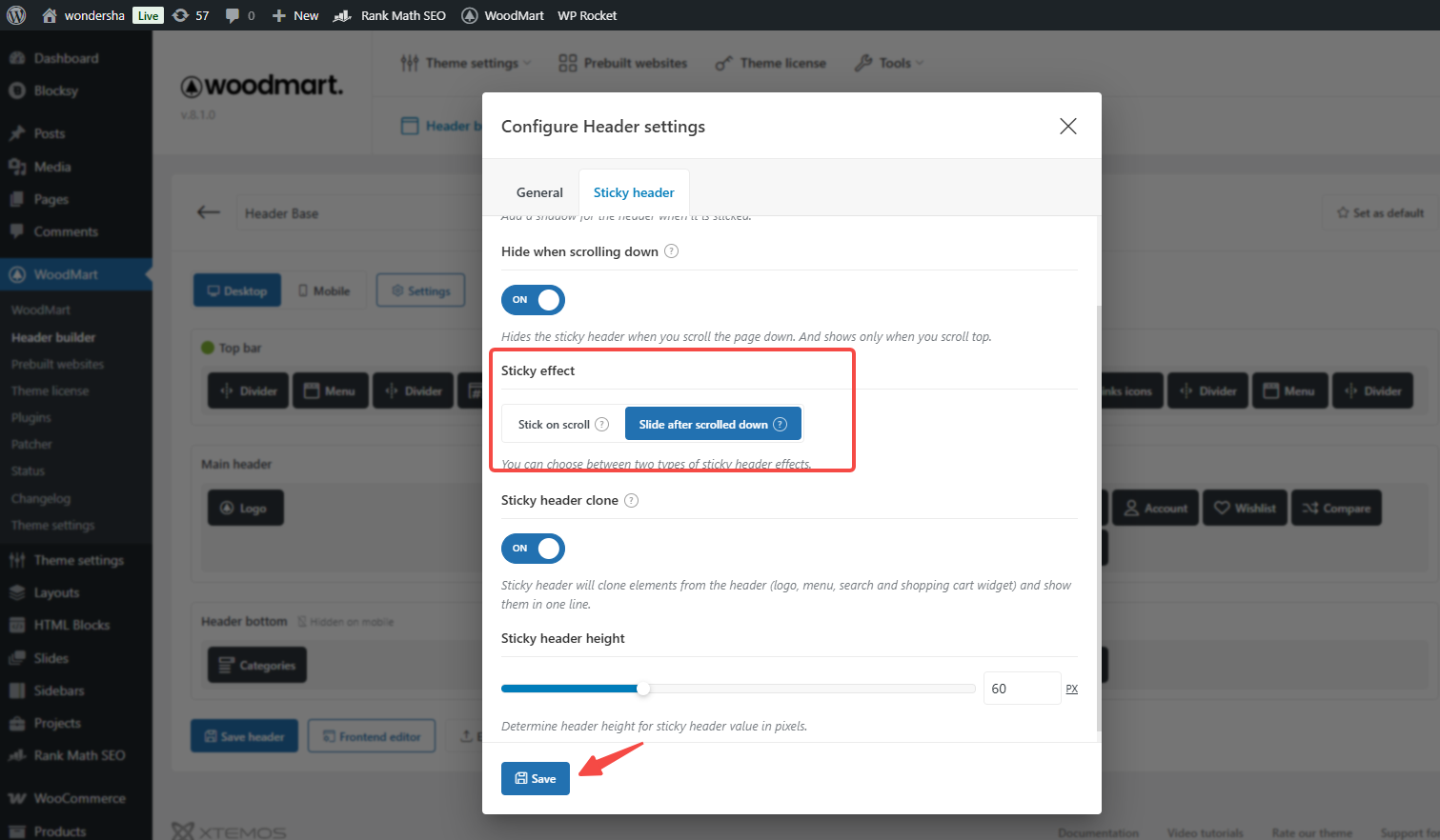图片[4]-WoodMart主题设置粘性页眉与透明菜单教程