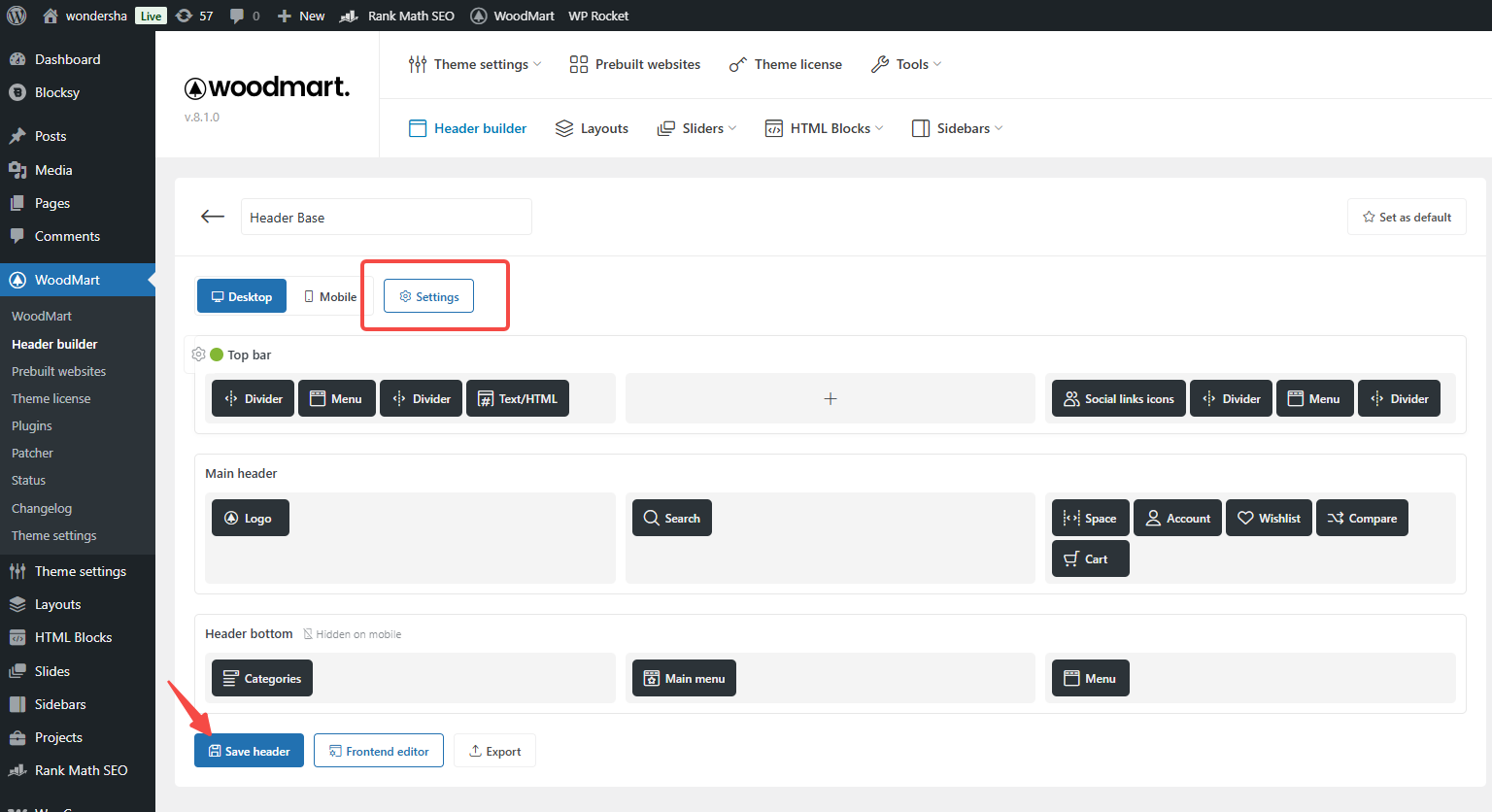 图片[3]-WoodMart主题设置粘性页眉与透明菜单教程