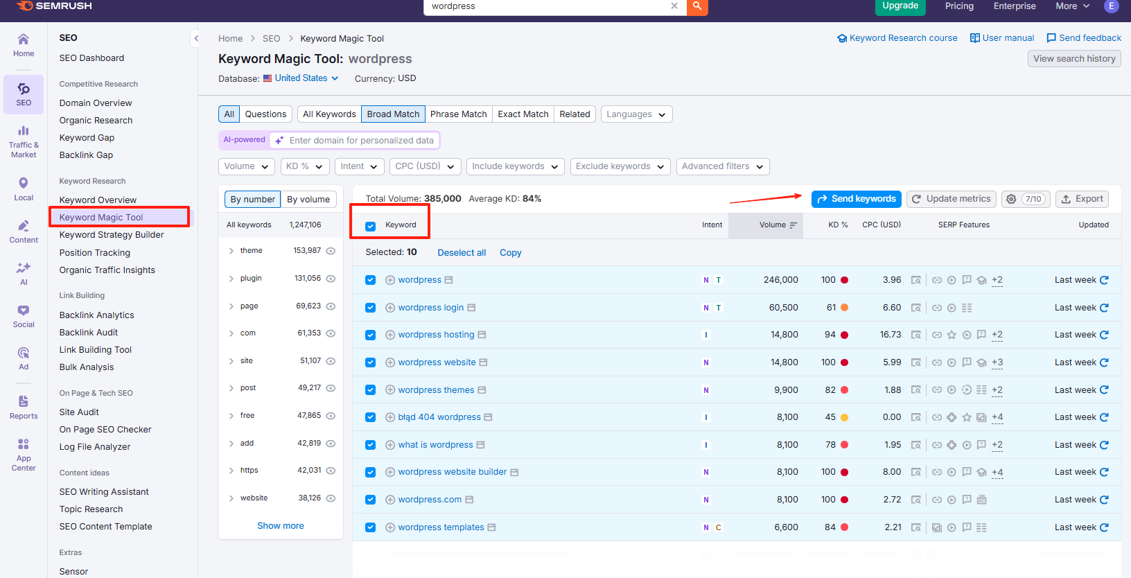 Imagen [5]-Guía SEMrush: consulta del peso y análisis de la función central